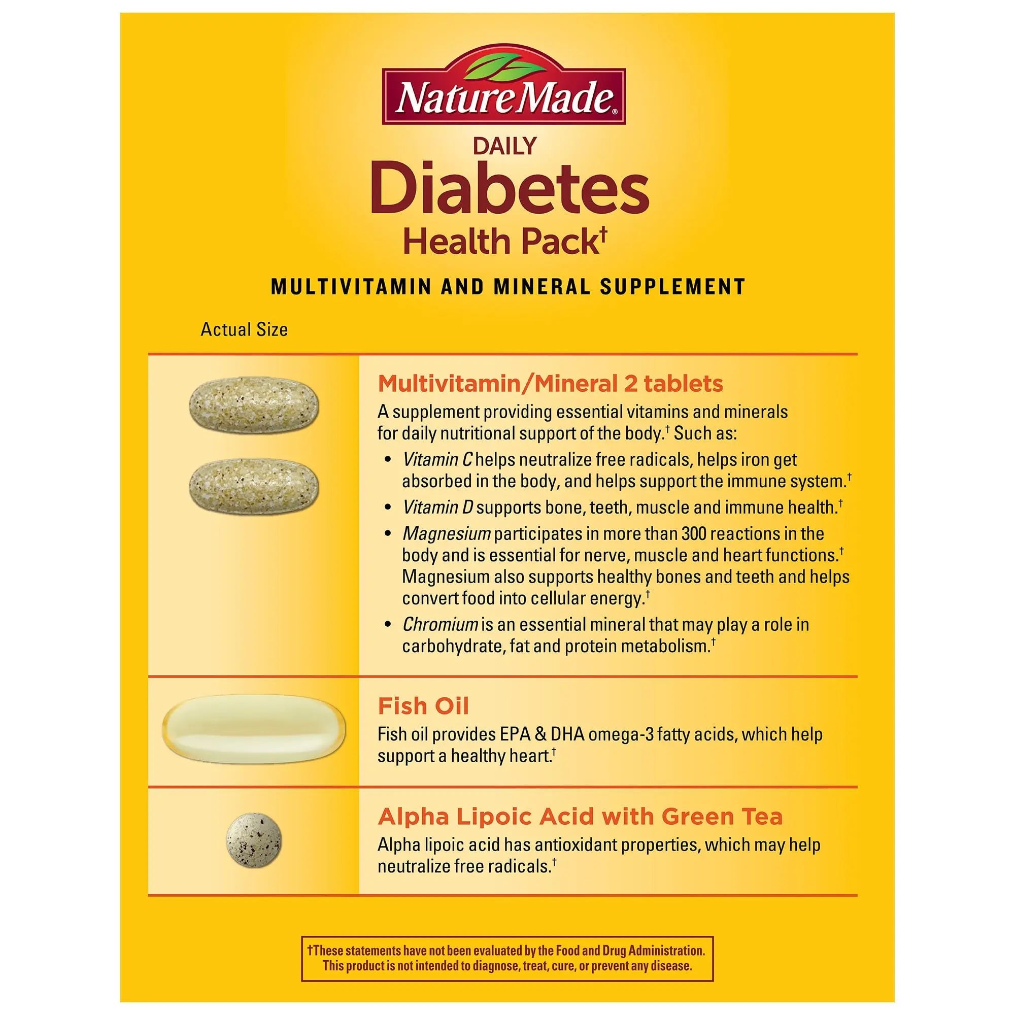 Nature Made Diabetes Health Pack, Daily Dietary Supplements for Nutritional Support, 30 Packets, 30 Day Supply Nature Made Au supplements