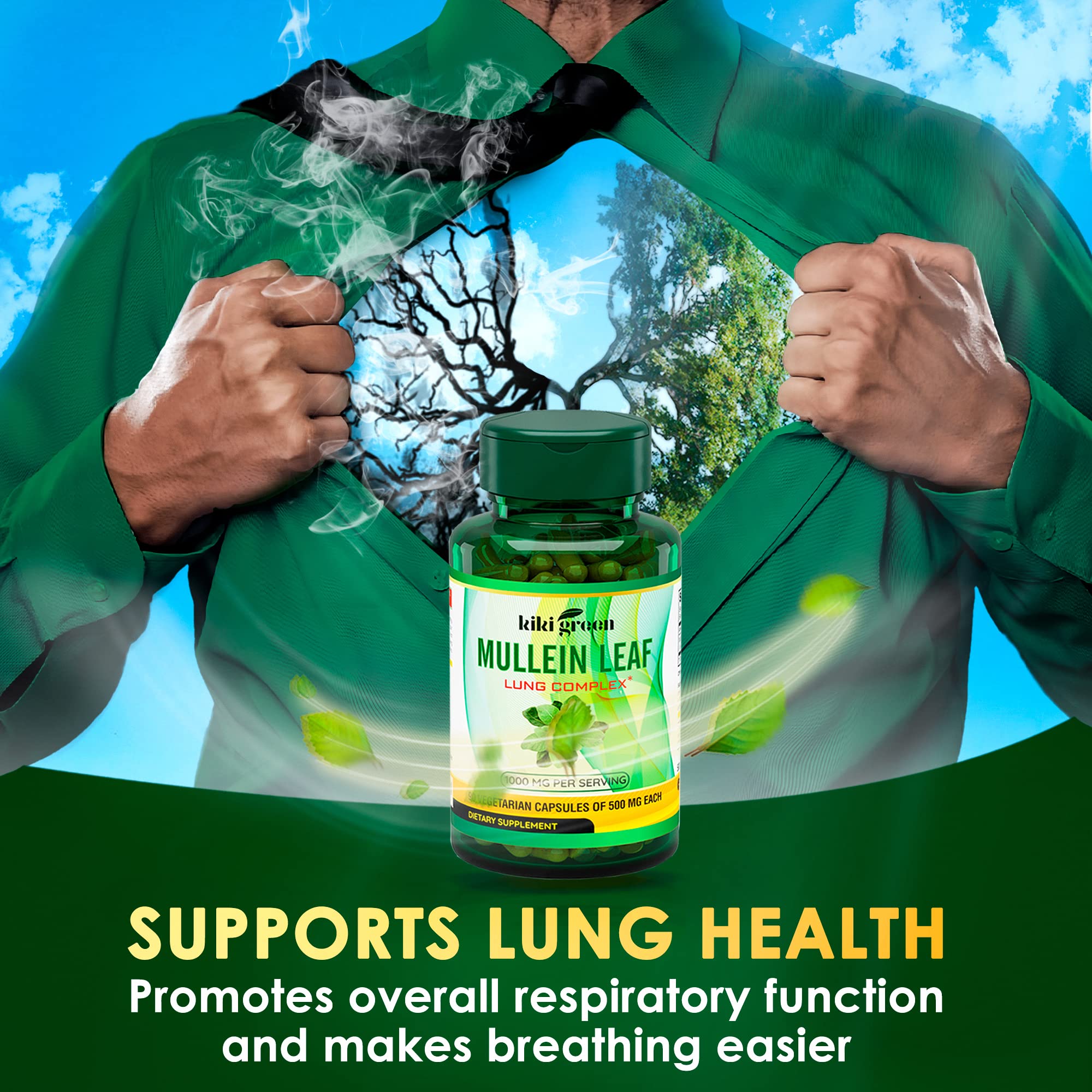 KIKI Green Mullein Leaf Extract Capsules - Herbal Respiratory Supplement - for Lung Cleans KIKI Green Au supplements