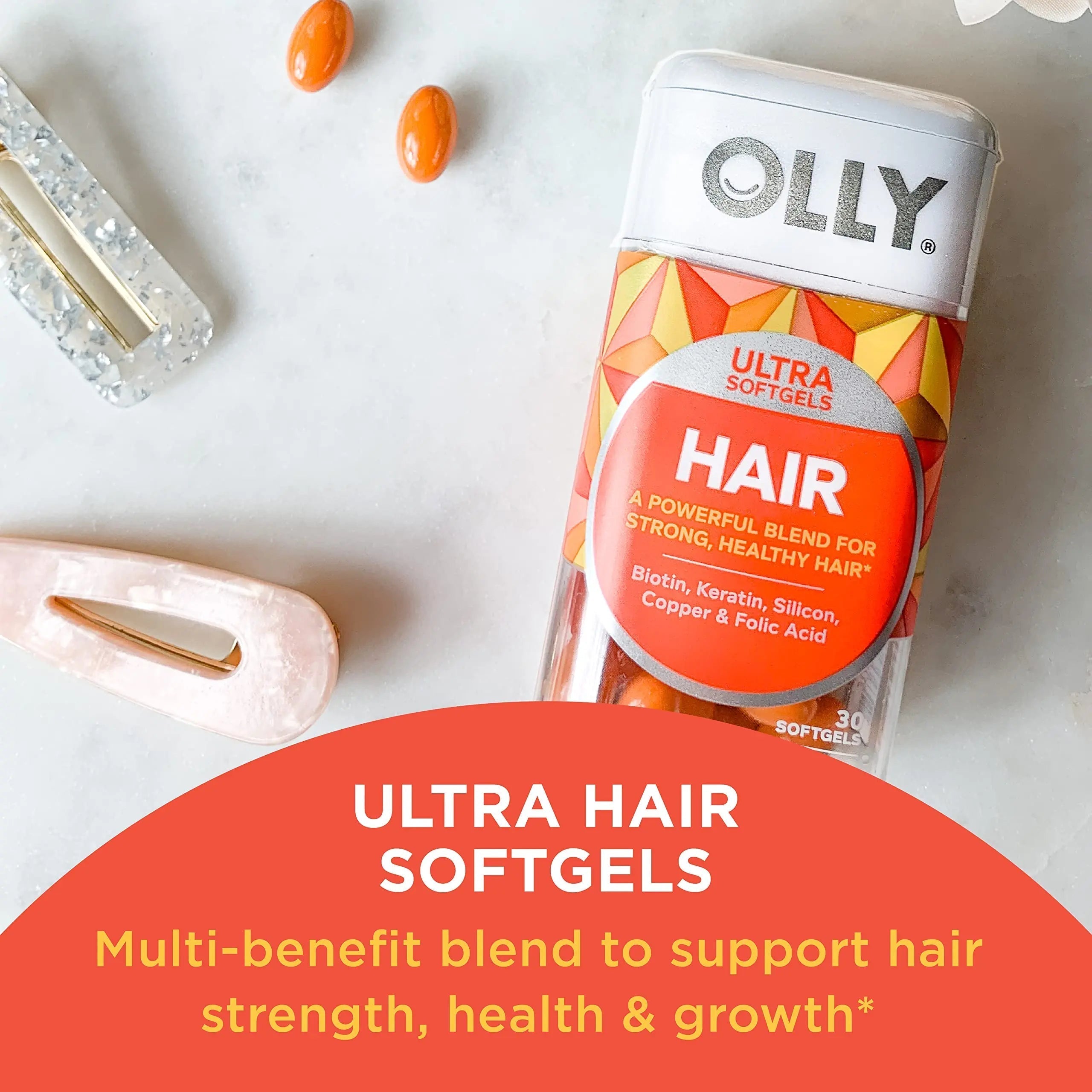 OLLY Ultra Women's Multi Softgels & Ultra Strength Hair Softgels, Supports Hair Health, Biotin, Keratin, Vitamin D, B12, Hair Supplement, 30 Day Supply - 30 Count OLLY Au supplements
