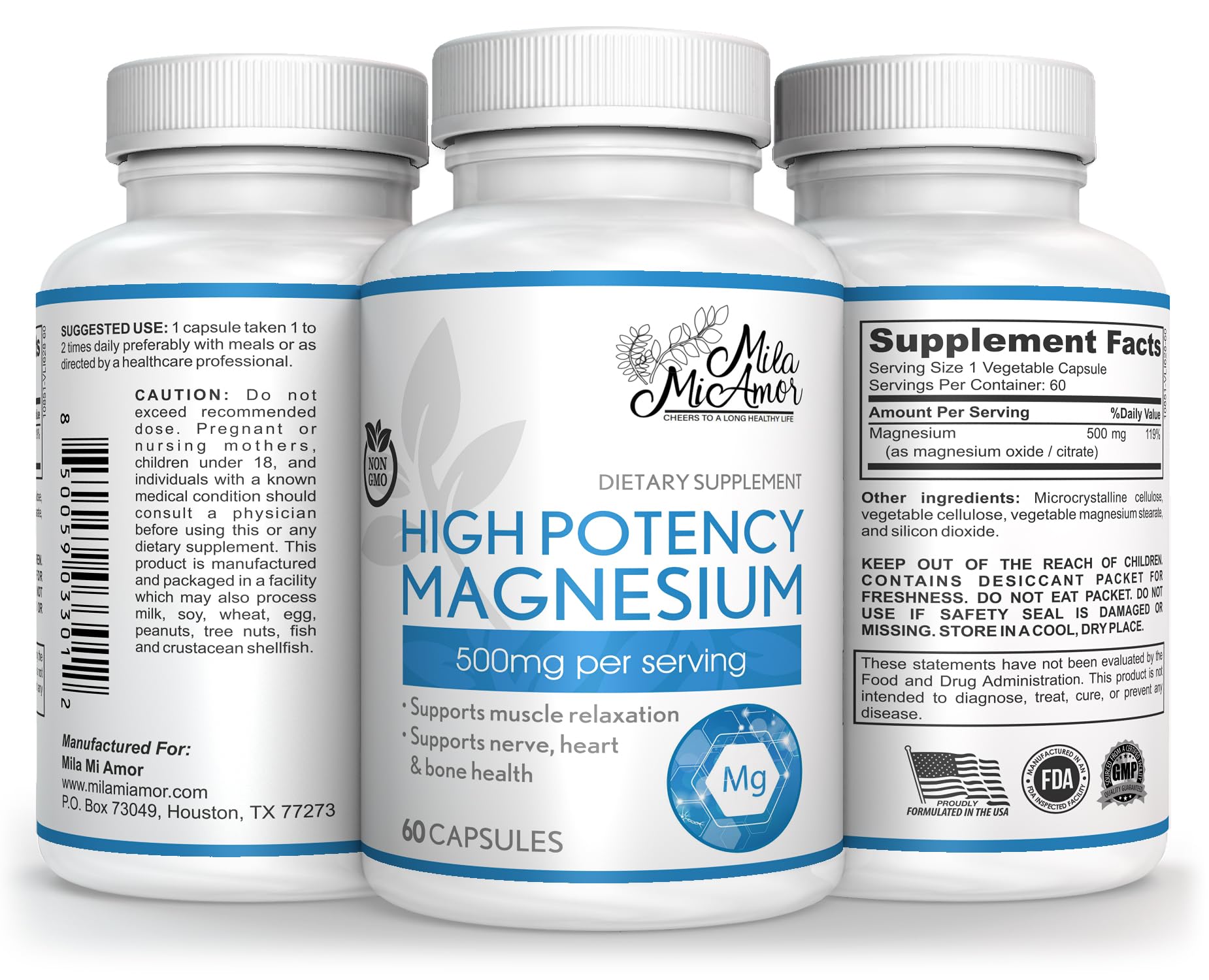Milamiamor High Potency Magnesium | Whole Body Support | Heart, Nerve and Bone Milamiamor Au supplements