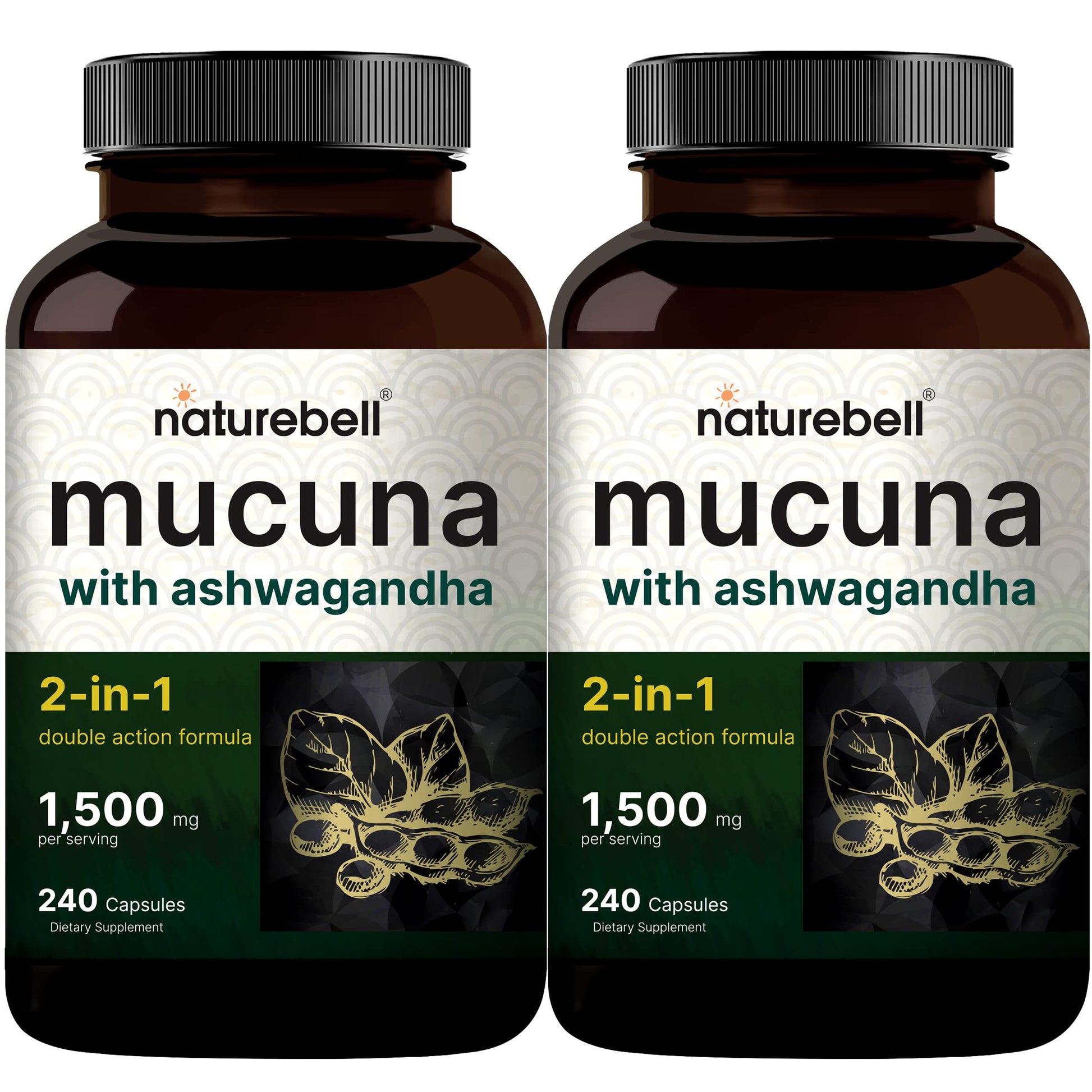 2 Pack NatureBell Mucuna Pruriens Capsules, 1500mg Per Serving, Made with Mucuna NatureBell Au supplements