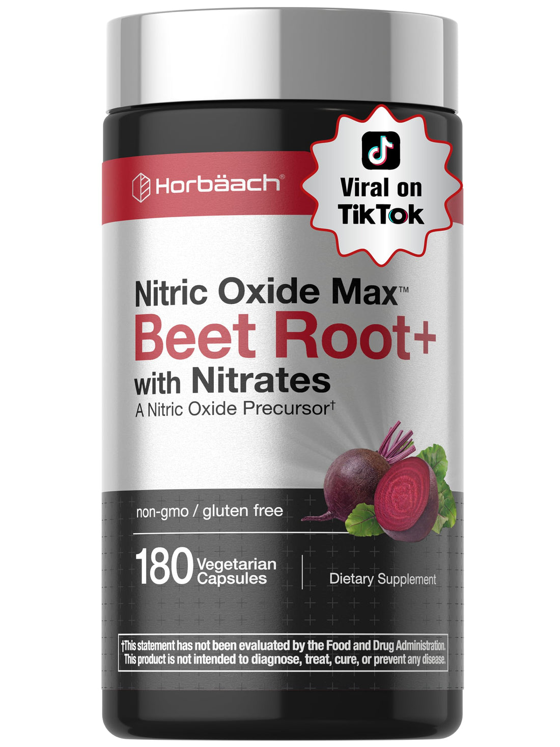 Horbäach Nitric Oxide Beet Root Capsules | 180 Count | with Nitrates and Precursor | for Men and Women | Vegetarian, Non-GMO Horbäach uk supplements