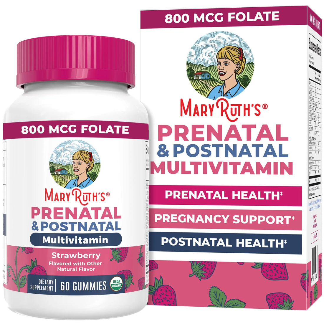MaryRuth Organics Prenatal Vitamins for Women | USDA Organic Prenatal Gummies | Postnatal Vitamins for Women Breastfeeding | Methylfolate 800 mcg DFE | Iodine | Vegan | Non GMO | 30 Servings MARYRUTH'S Au supplements