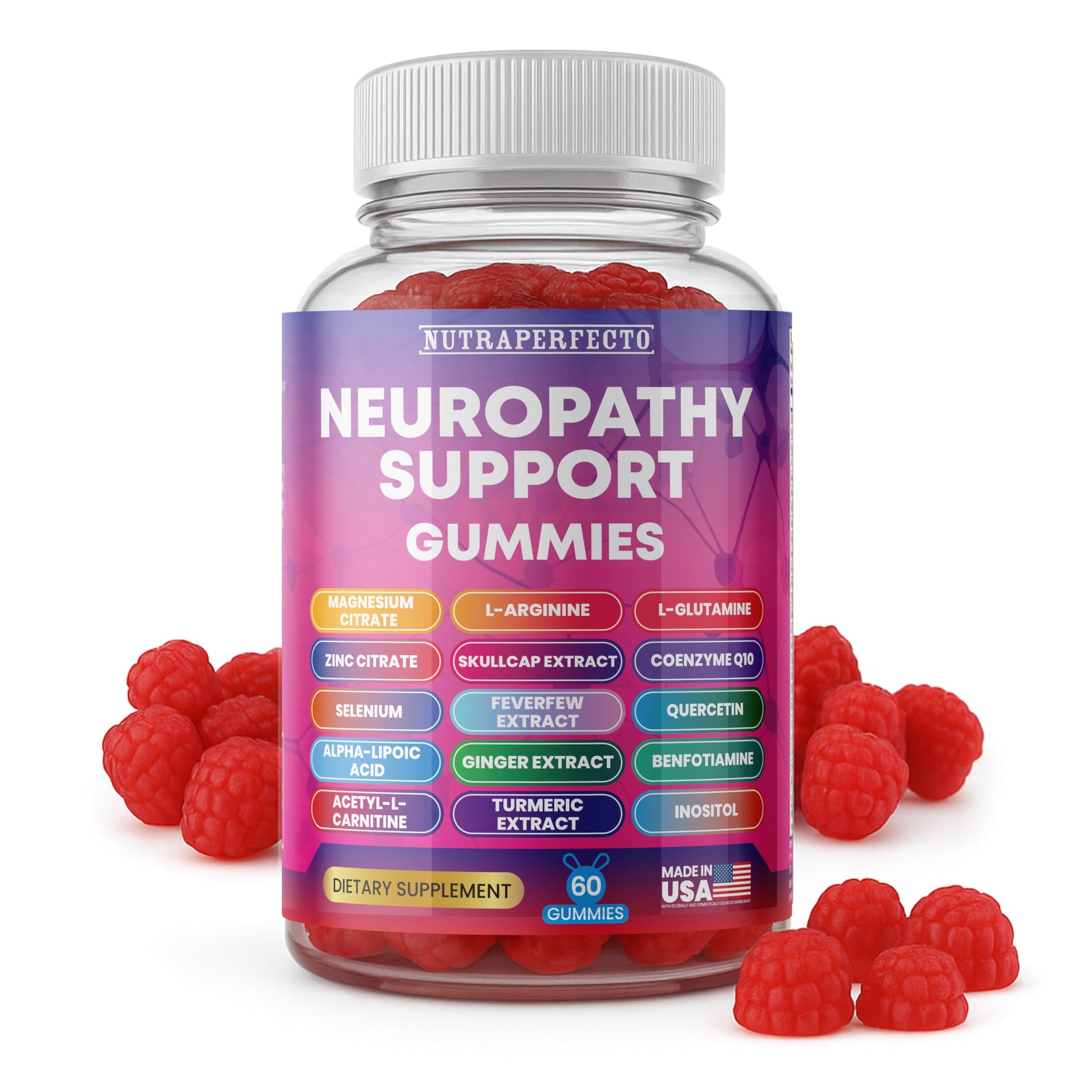 Sugar Free Neuropathy Support Gummies for Nerve – Enhanced Nerve Health, Regeneration, Cognitive Support with Vitamin B1, B6, B12, Magnesium, ALA, Turmeric, CoQ10 & More NutraPerfecto Au supplements