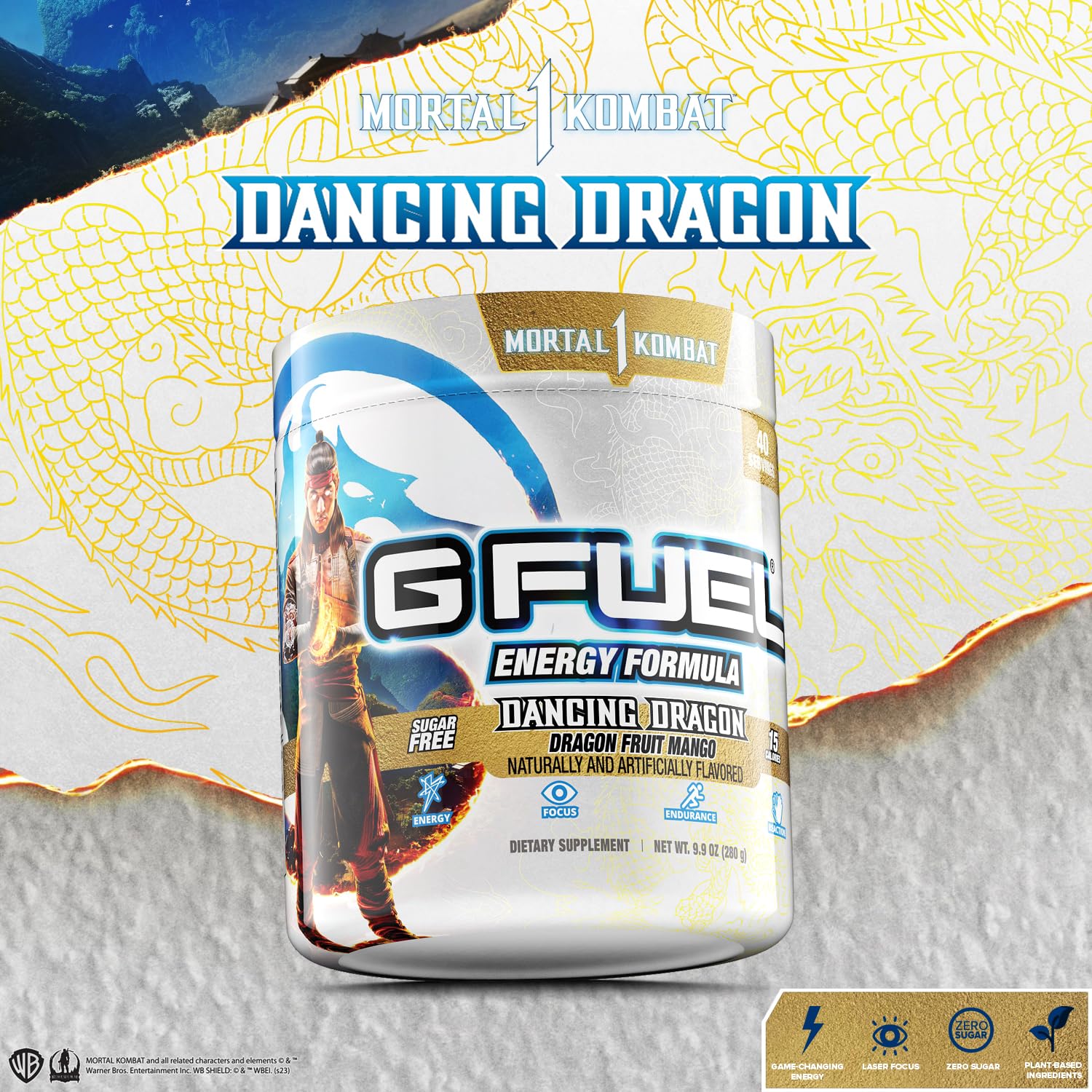 G fuel Mortal Kombat Dancing Dragon Energy Powder, Sugar Free, Clean Caffeine Focus G fuel Au supplements