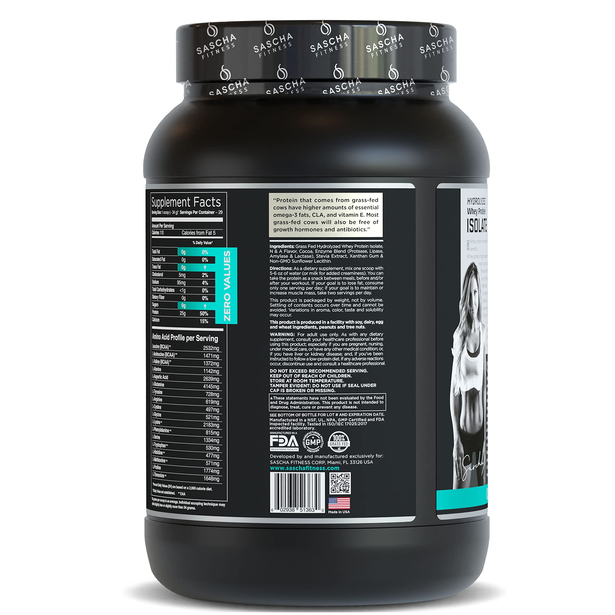 SASCHA FITNESS Hydrolyzed Whey Protein Isolate,100% Grass-Fed (2 Pounds, Cookies SASCHA FITNESS Au supplements
