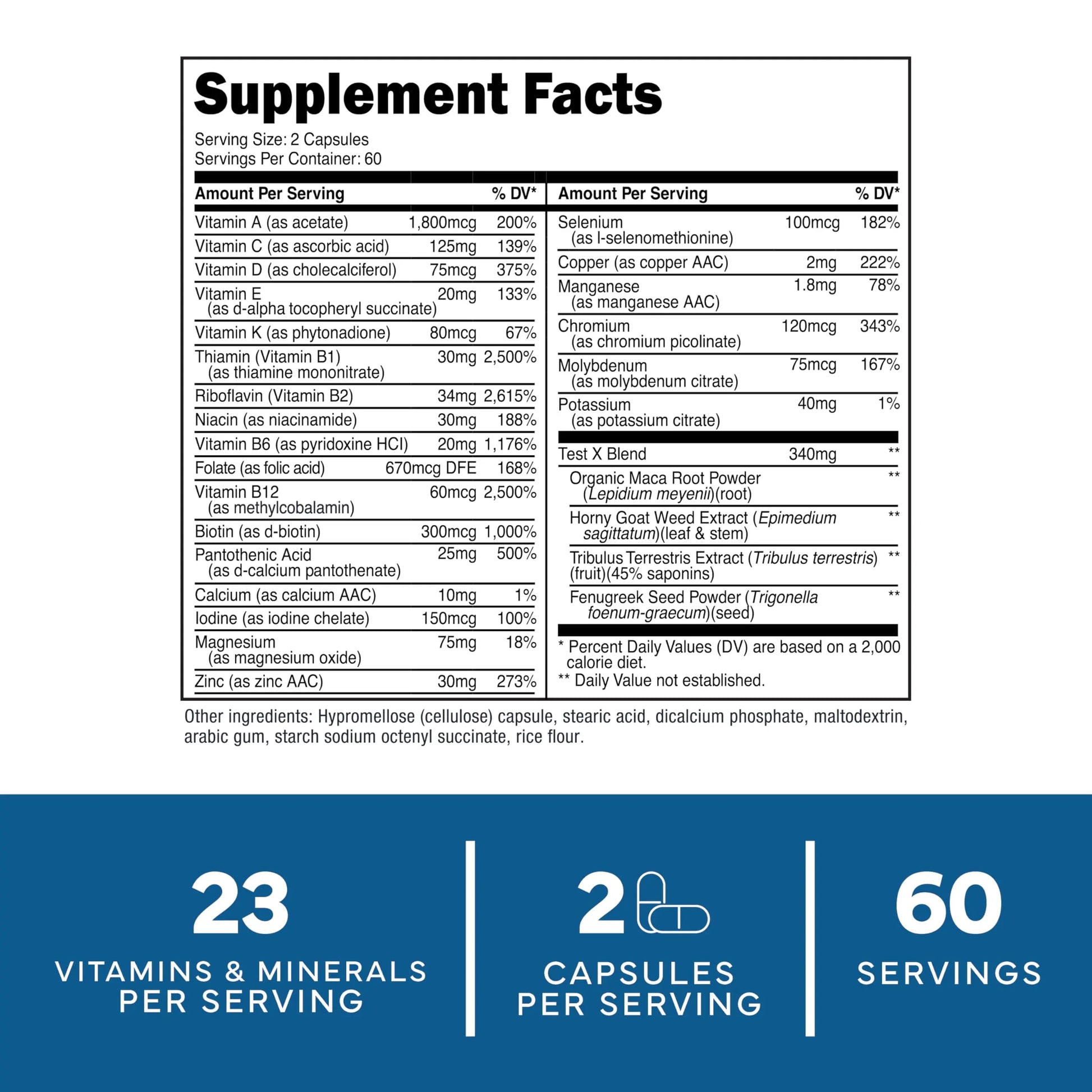 Type Zero Multivitamin Capsules for Men (120 Capsules) (1200 mg) - Gluten-Free, 60 Servings Type Zero Au supplements