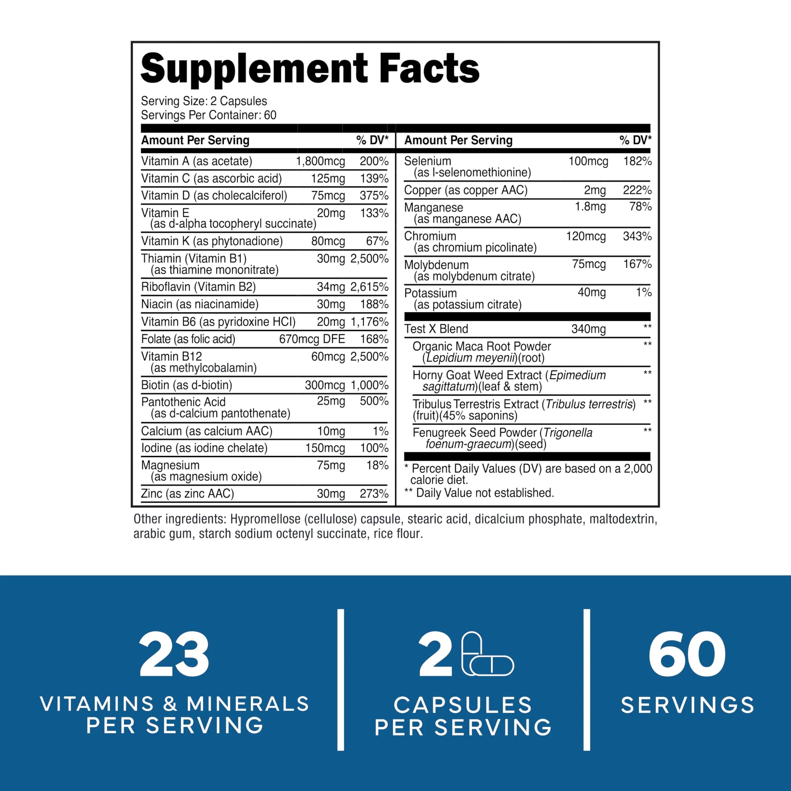Type Zero Multivitamin Capsules for Men (120 Capsules) (1200 mg) - Gluten-Free, 60 Servings Type Zero Au supplements