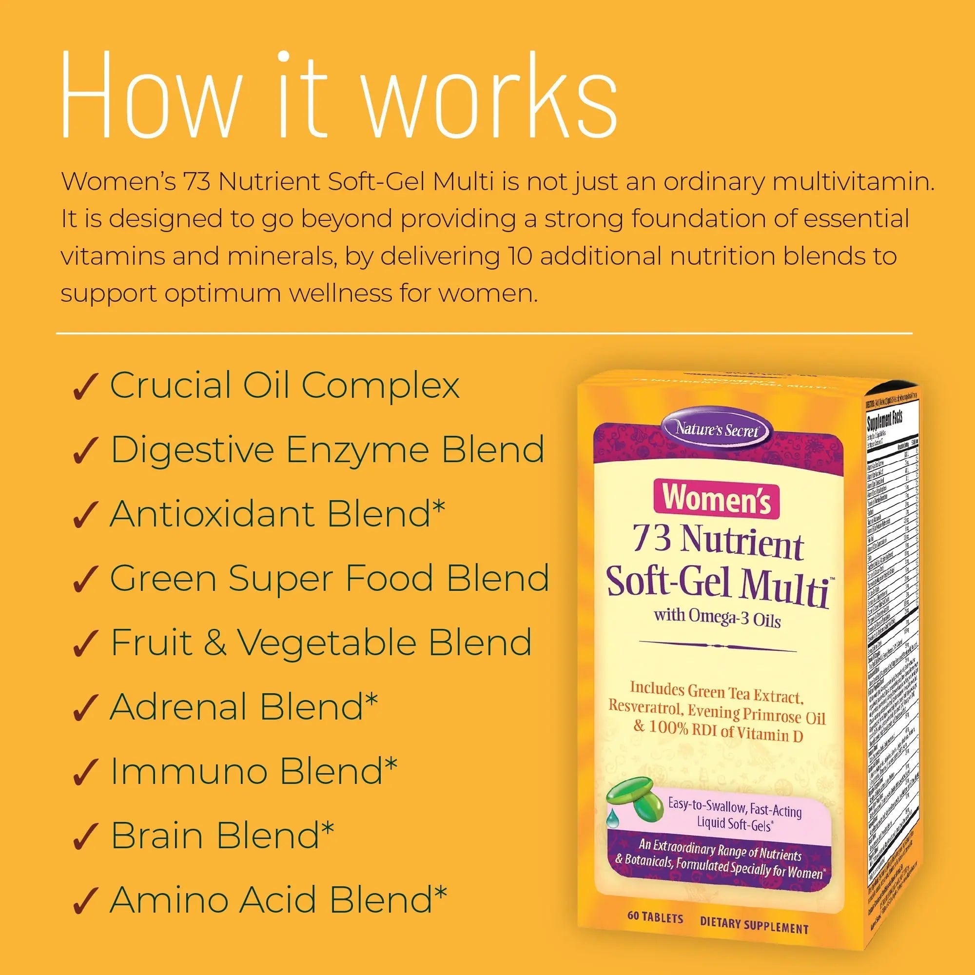 Nature's Secret Women's 73 Nutrient Soft-Gel Multi Vitamin, 60-Count Nature's Secret Au supplements