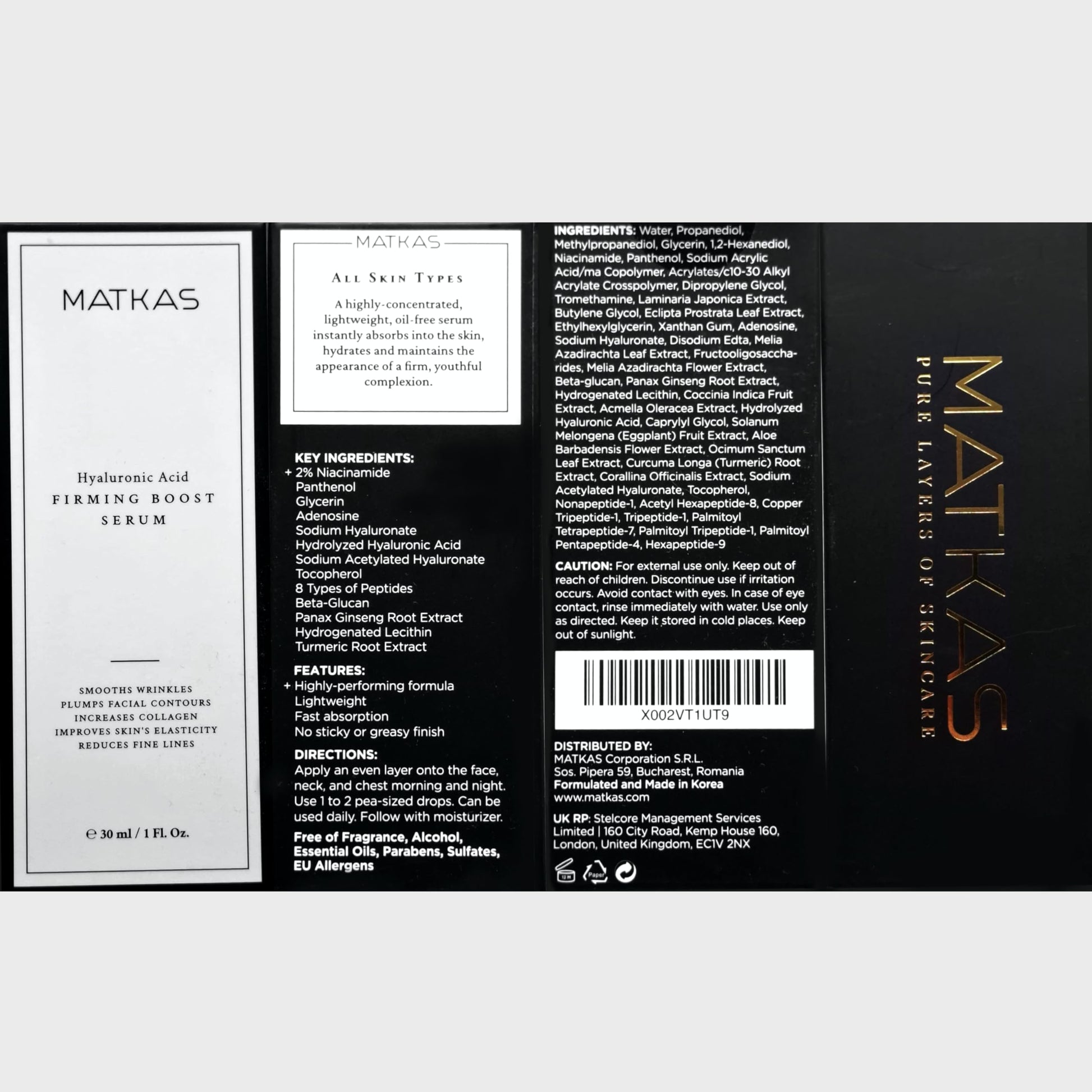 MATKAS Korean Firming Boost Hydrating Hyaluronic Acid Serum 1 Fl. Oz. - Hyaluronic Acid + 2% Niacinamide Serum for Dry Skin, Anti Aging Korean Peptides Moisturizer for Face, Deep Facial Skin Hydration MATKAS buy supplements Au