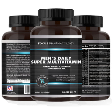 Focus Pharmacology Men's Daily Super Multi-Vitamin for Men - 60 Ct Blend of Vitamins, Minerals, Plus Herbs for Prostate Health and General Energy/Focus Focus Pharmacology Au supplements