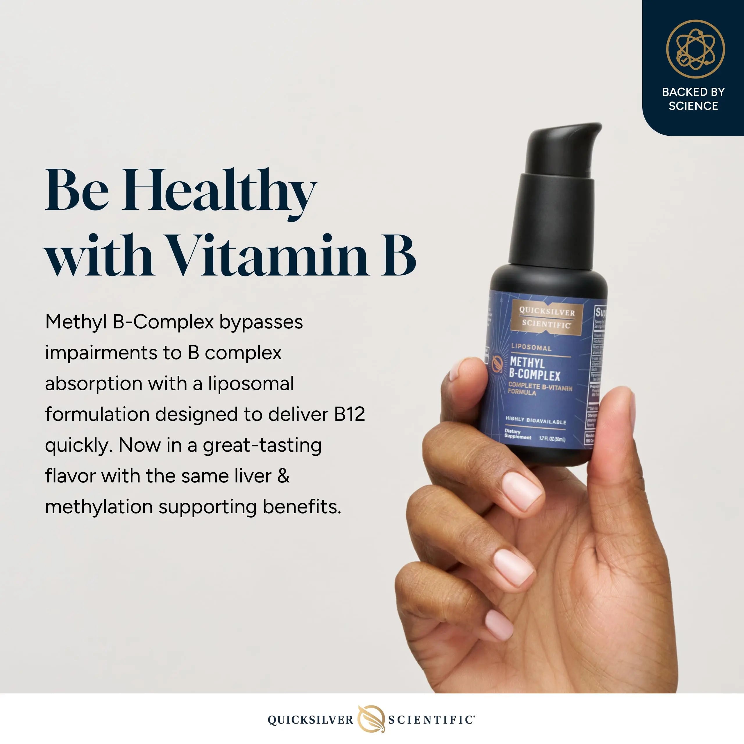 Quicksilver Scientific Methyl B Complex - Liquid Vitamin with Superior Liposomal Absorption of Vitamin B12, Folate, Vitamin B6, Riboflavin, Biotin, Pantothenic Acid, Vitamin B1, Niacin (50 ml) Quicksilver Scientific Au supplements