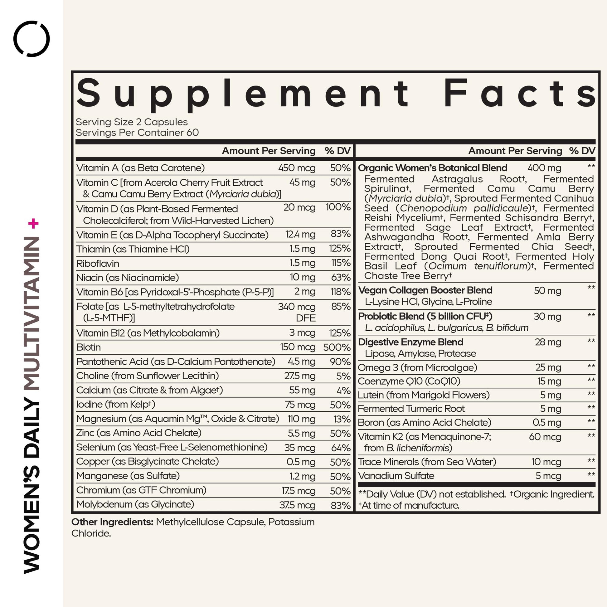 Codeage Women’s Daily Multivitamin, 25+ Vitamins & Minerals, Fermented, Organic Whole Foods, Probiotics Supplement - Vitamin A, B, C, D, E & K, Omega 3, Zinc – Vegan - 120 Capsules Codeage Au supplements