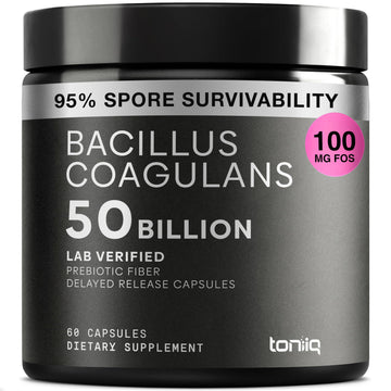 Toniiq Bacillus Coagulans Probiotic Supplement – Ultra High Strength 50 Billion CFU with FOS Prebiotic – Spore-Based Probiotic for Exceptional Stability – Third-Party Tested – 60 Capsules Toniiq Au supplements