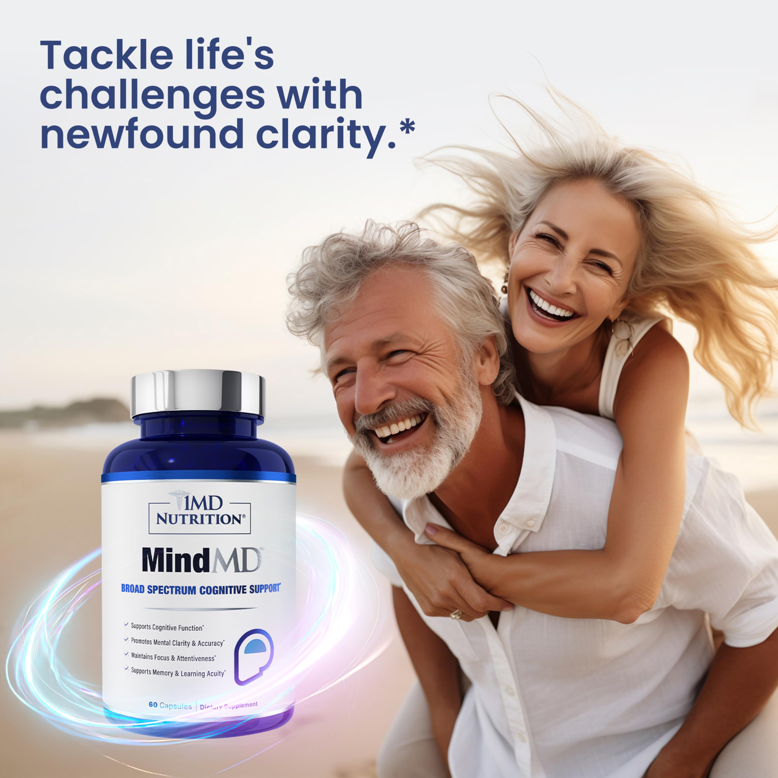1MD Nutrition MindMD - Brain Supplement for Memory and Focus - Bacopa Monnieri for Nootropic Brain Support - Brain Health Supplement for Adults - with Vitamin B6 & Green Tea Extract - 60 Caps 1MD Nutrition Au supplements