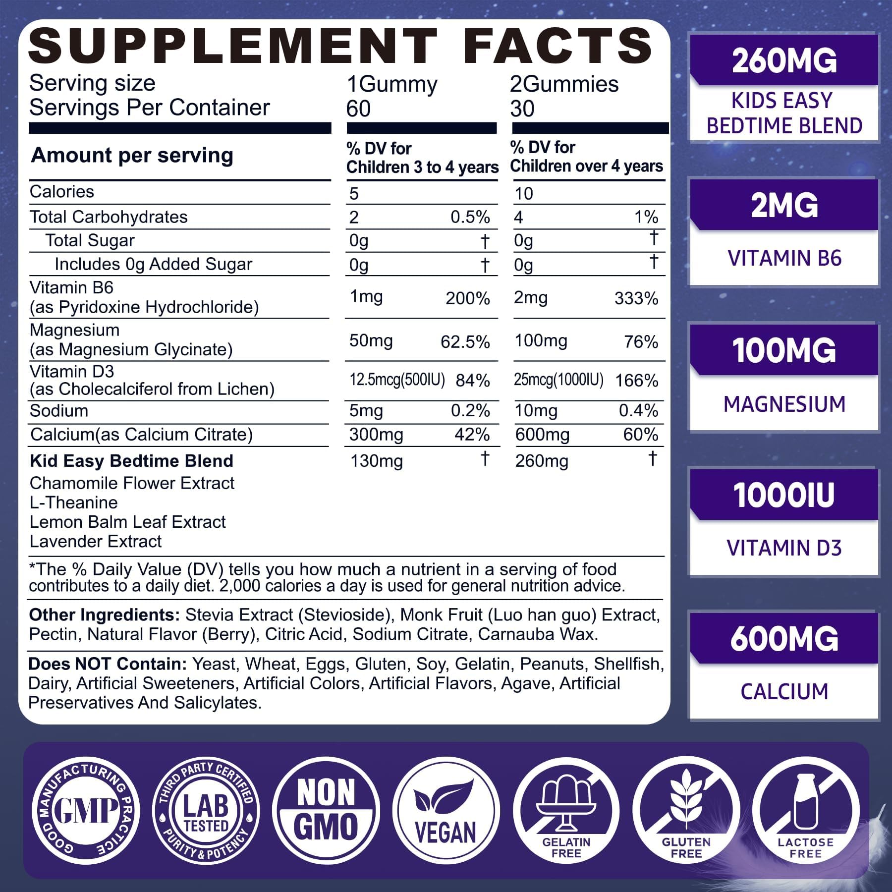 Kids Sleep Gummies - Magnesium Glycinate Gummies, Melatonin Free Sleep Aid | Magnesium, Calcium, D3, B6, L Theanine | Kid Melatonin Alternative for Restful Sleep (Pack of 1) LILICARE Au supplements