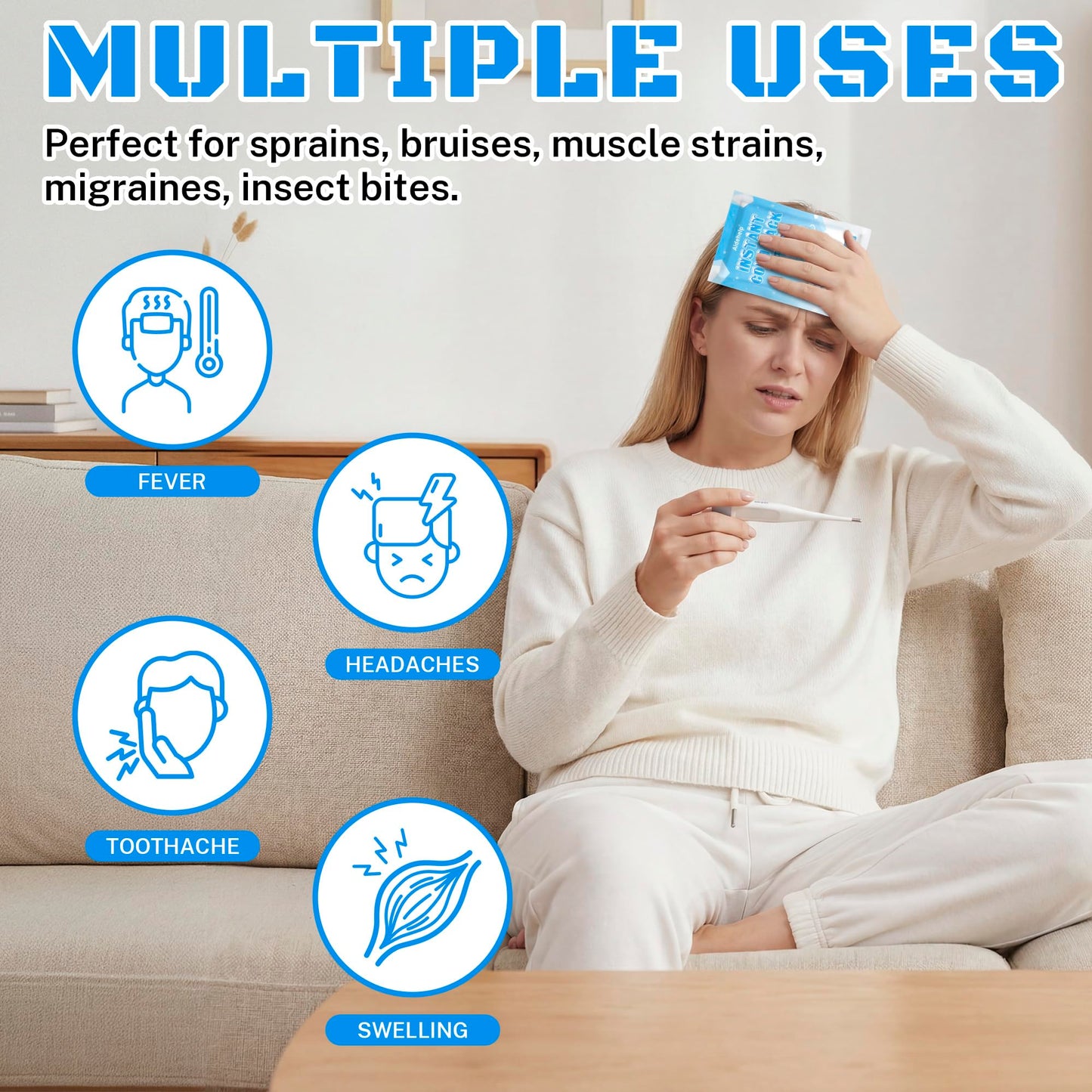 8 Pack Instant Cold Packs (4.3" x 5.9") - Disposable Ice Packs for Injuries | Cold Compress Ice Pack for Pain Relief, Swelling, Inflammation, Sprains, Toothache - Cold Pack for Athletes Aidehelp buy supplements Au