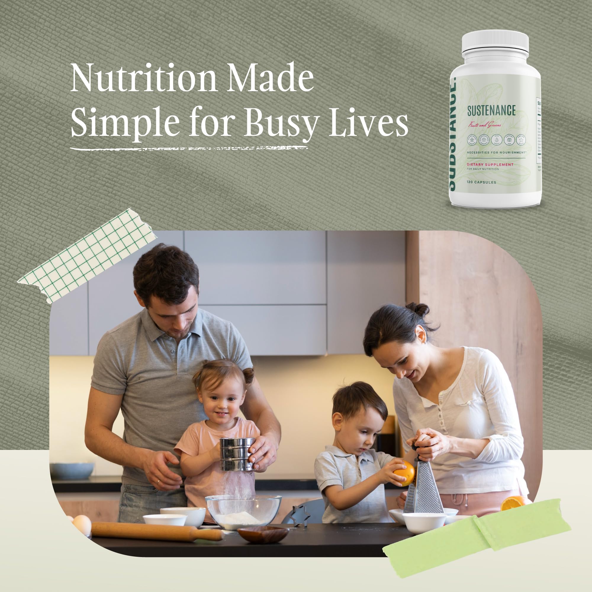 SUBSTANCE. - Nature's Sustenance Daily Greens, Daily Fruit and Veggies Supplement - Enhance Energy, Mental Clarity - Fruits and Vegetables Supplements - US Made, Vegan-Friendly - 30 Servings. SUBSTANCE. Au supplements