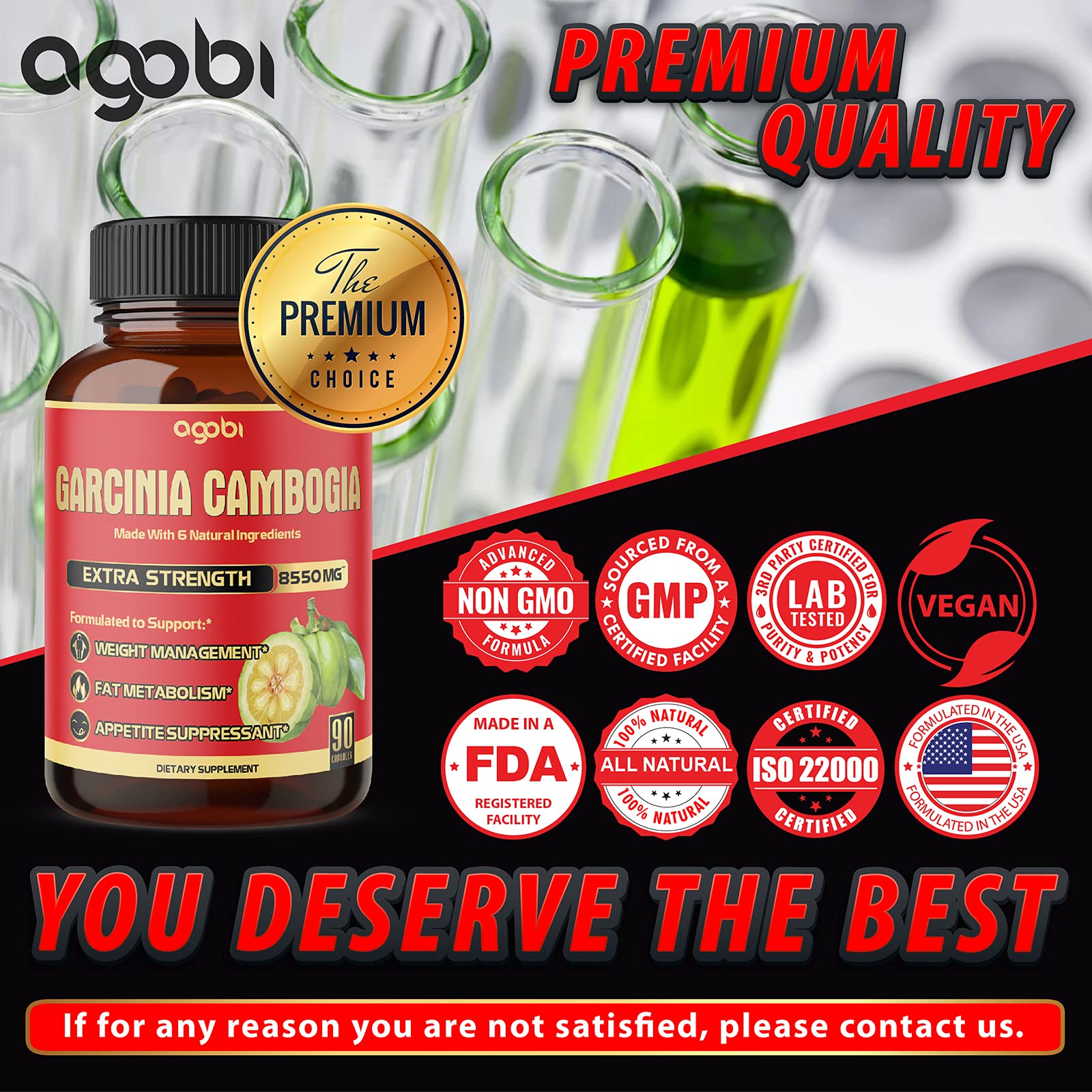 agobi Pure Garcinia Cambogia Capsules 8550mg - 6in1 with Green Tea, Arjuna, Garlic Bulb agobi Au supplements