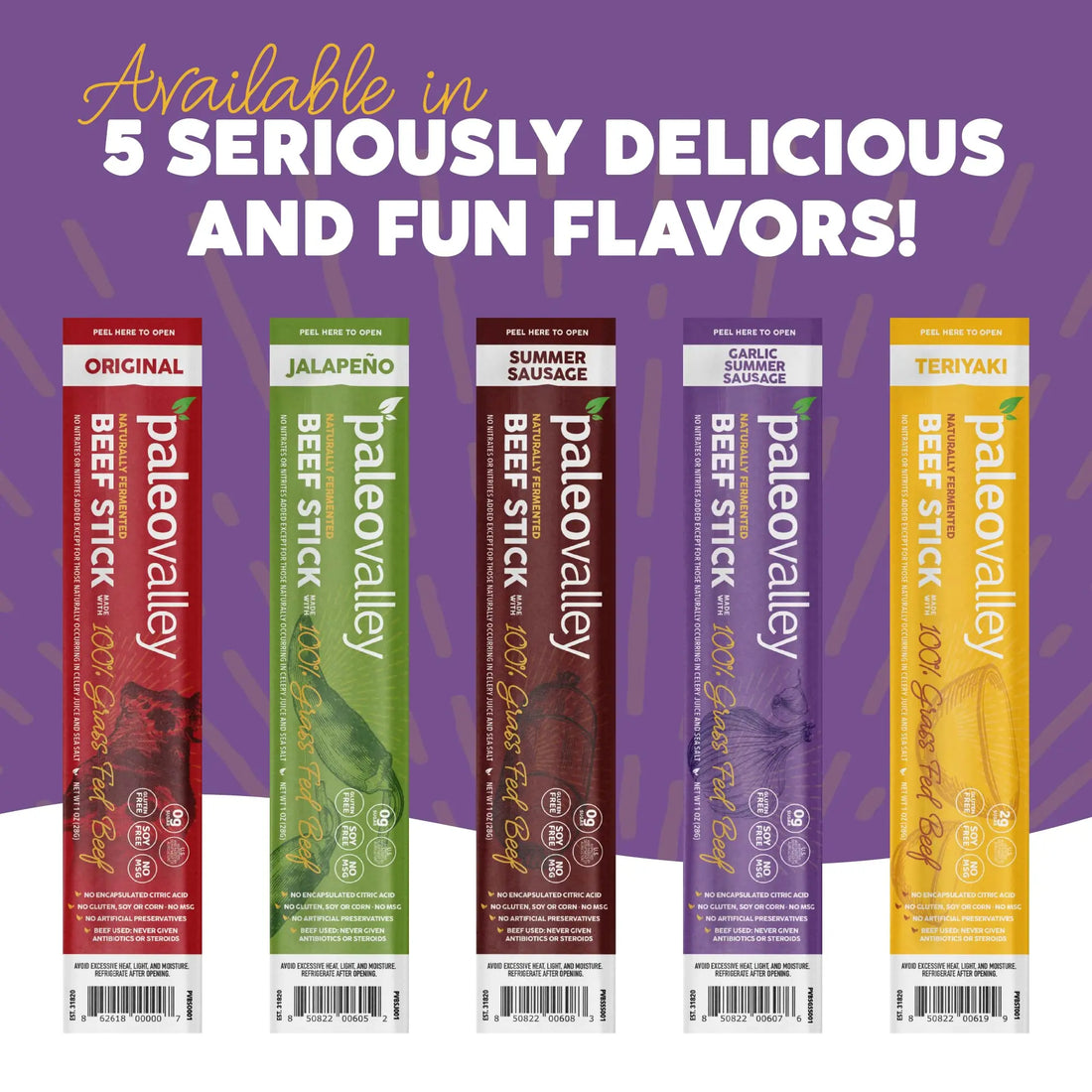 Paleovalley 100% Grass Fed Garlic Summer Sausage Beef Sticks - Delicious Gluten Free Beef Snack - High Protein Keto Friendly Paleovalley Au supplements