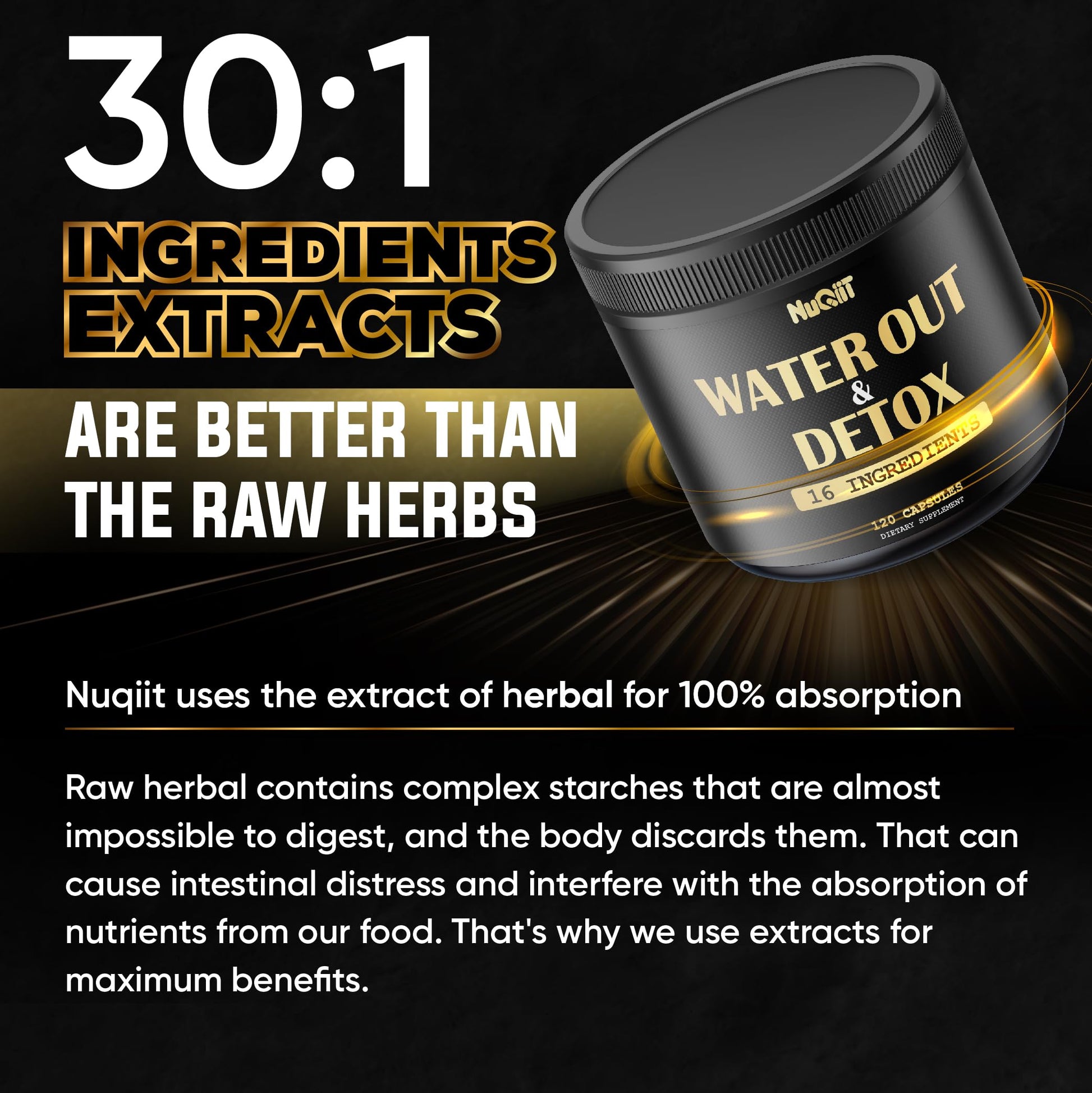 Nuqiit Water Out Supplement with Dandelion Root 12000mg Apple Cider Vinegar 4500mg & More Nuqiit Au supplements