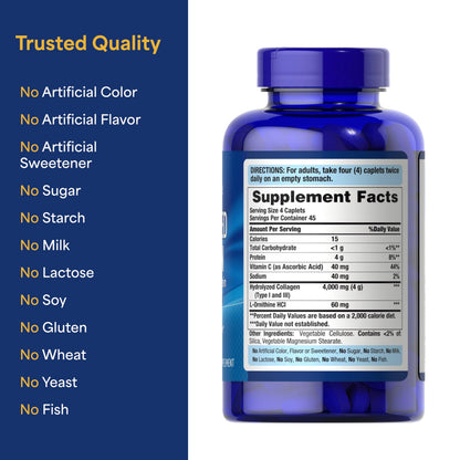 Puritan's Pride Hydrolyzed Collagen Pro-Structural Protein for Men and Women 1000mg, Dietary Supplement for Skin, Bones and Joints, 180 Caplets Puritan's Pride buy supplements Au