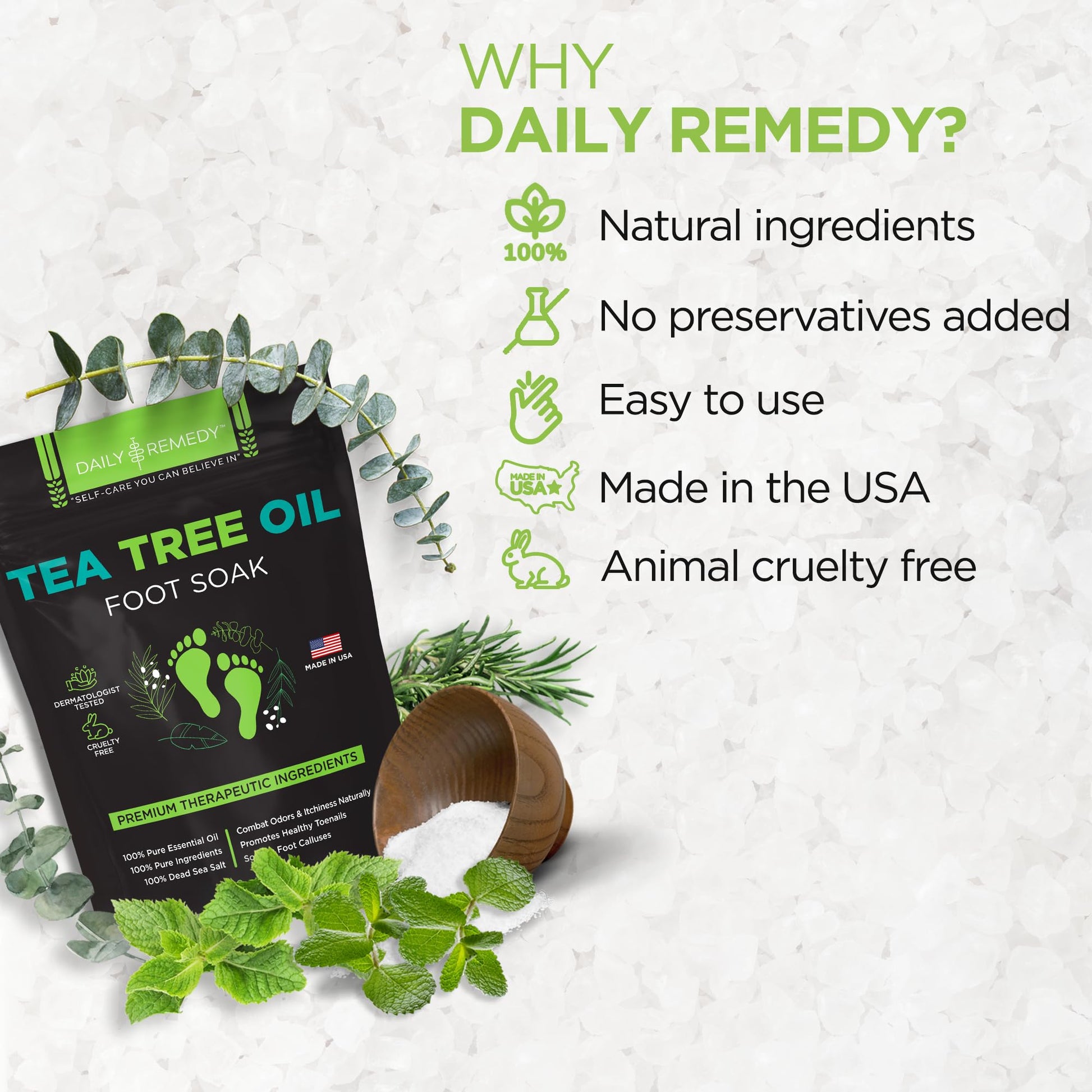 Tea Tree Oil Foot Soak with Epsom Salt - Made in USA - for Toenail Athletes Foot DAILY REMEDY Au supplements
