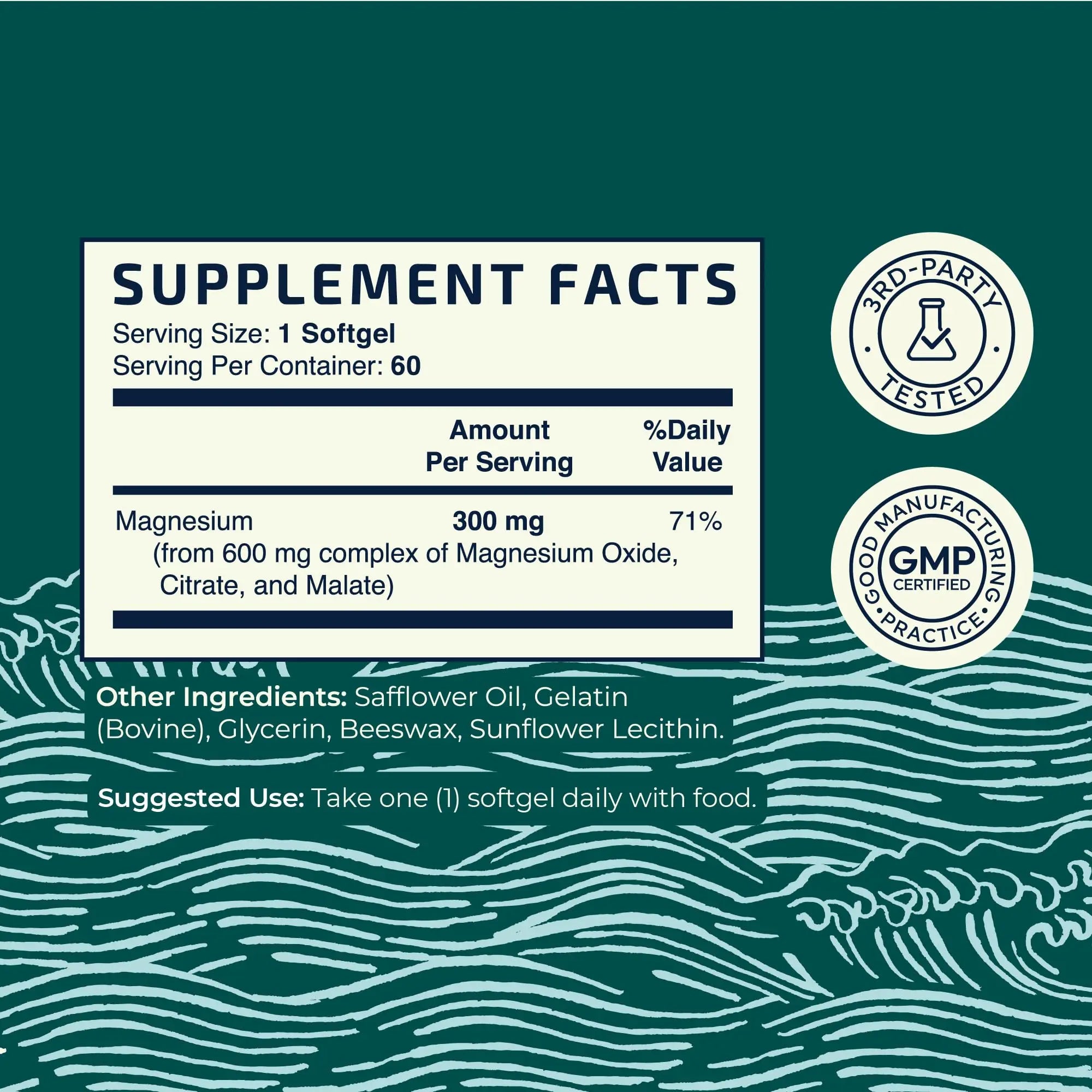 Triple Magnesium Softgels | Citrate, Malate, & Oxide | Highly Absorbable Magnesium Supplement for Digestion, Calm, Leg Cramps, & Sleep Support | 300mg Complex | Easy to Swallow Soft Gels | 60 Count Nobi Nutrition Au supplements