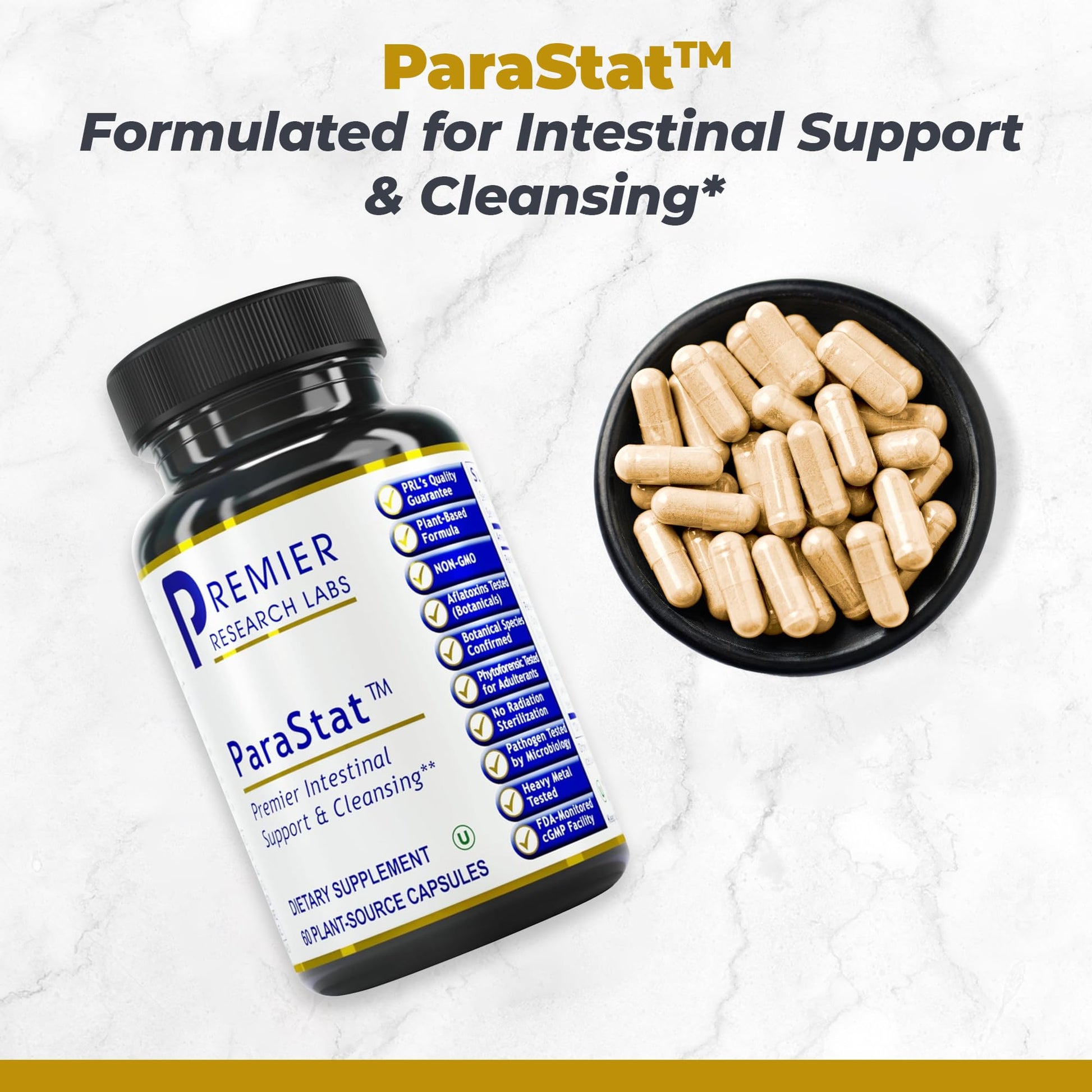 Premier Research Labs ParaStat - Intestinal Cleanse, Natural Gut Cleanse for Women & Men, Support for Colon Detox, Bloating, Digestion & Constipation - 90 Capsules (30 Day Supply) Premier Research Labs Au supplements