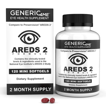 GENERIC4ME AREDS 2 SoftGels, 500 mg Vitamin C, 400 IU Vitamin E, 10 mg Lutein, 2 mg Zeaxanthin, 80 mg Zinc, 2 mg Copper - Supports Eye Health - 120 Mini SoftGels (Two Month Supply) Generic4ME Au supplements