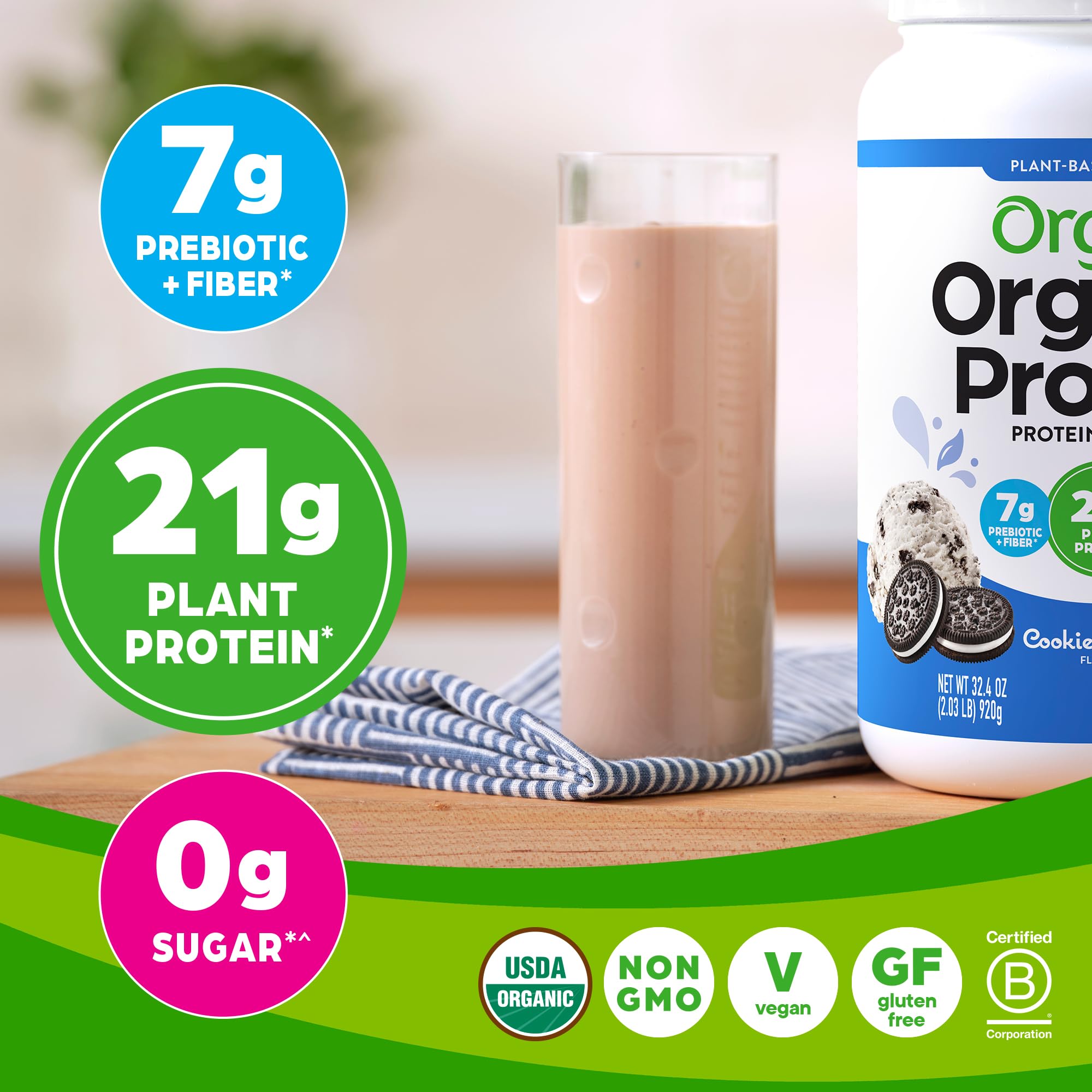 Orgain Organic Vegan Protein Powder, Cookies and Cream - 21g Plant Based Protein Orgain Au supplements