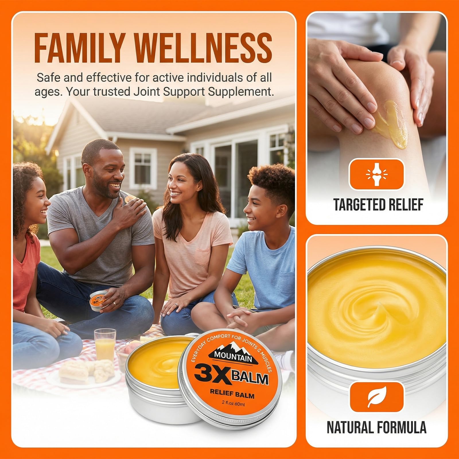 MOUNTAIN 3X 3X Relief Balm, 2.7fl Oz Relief Balm, with Natural Arnica & Camphor, Soothing Neck, Hands & Feet, Non-Greasy Formula, Fast Absorbing (1) MOUNTAIN 3X Au supplements
