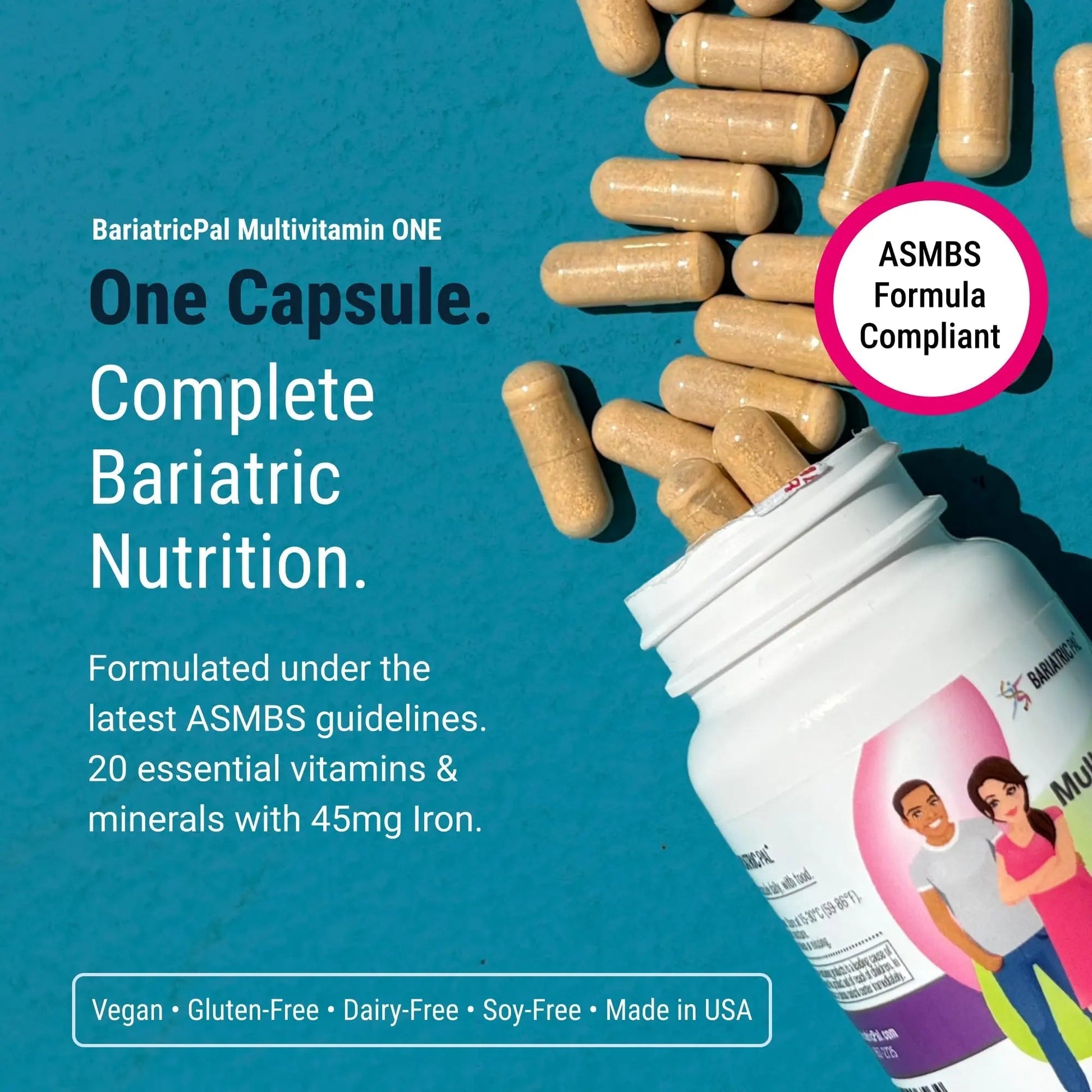 BariatricPal Multivitamin ONE 1 per Day! Bariatric Multivitamin Capsule Iron Free | Easy to Swallow Capsule | BariatricPal Au supplements