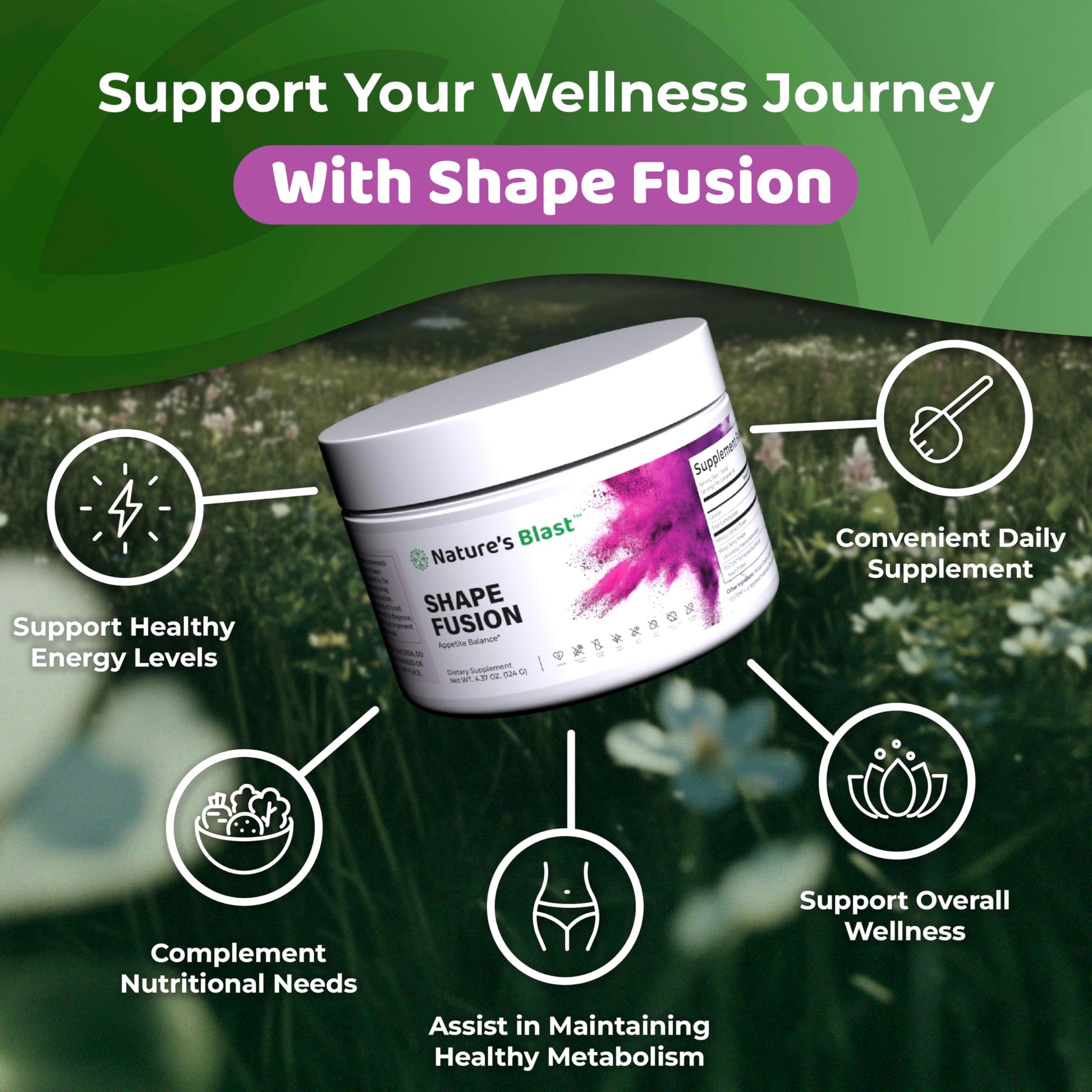 NATURES BLAST Shape Fusion® - GLP-1 Supplements with Ashwagandha, Hibiscus, Ceylon Cinnamon, Maqui Berry & African Mango Extract - Supports Healthy Habits, Energy & Body Balance - 30 Servings NATURES BLAST Au supplements