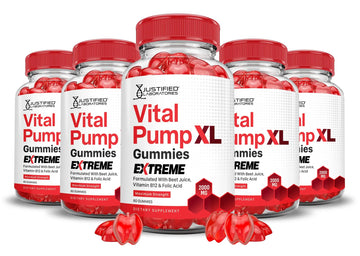 Justified Laboratories (5 Pack) Vital Pump XL Extreme 2000MG Performance Gummies Vital PumpXL Advanced Formula Formulated with Beet Juice ACV Pomegranate Powder B12 Vegan Non GMO 300 Gummys Justified Laboratories Au supplements