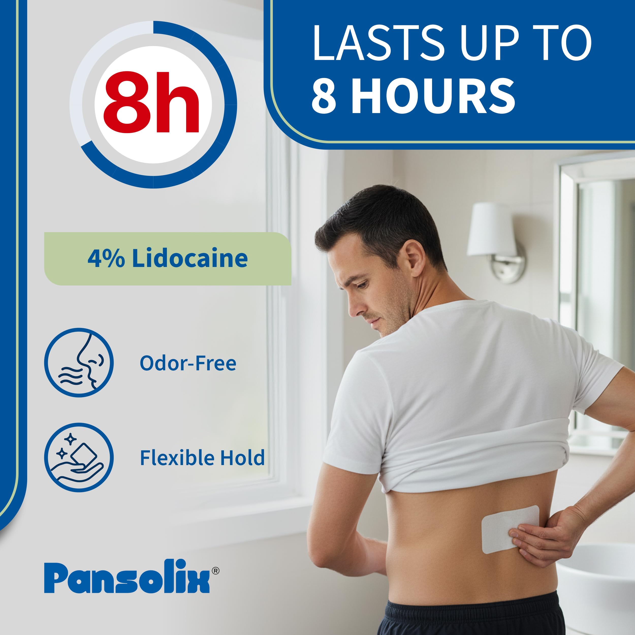 Pansolix Lidocaine Pain Relief Patches 4% | Topical Analgesic Patch | 10 x 14 cm | Skin Tone | Pack of 30 Pansolix Au supplements