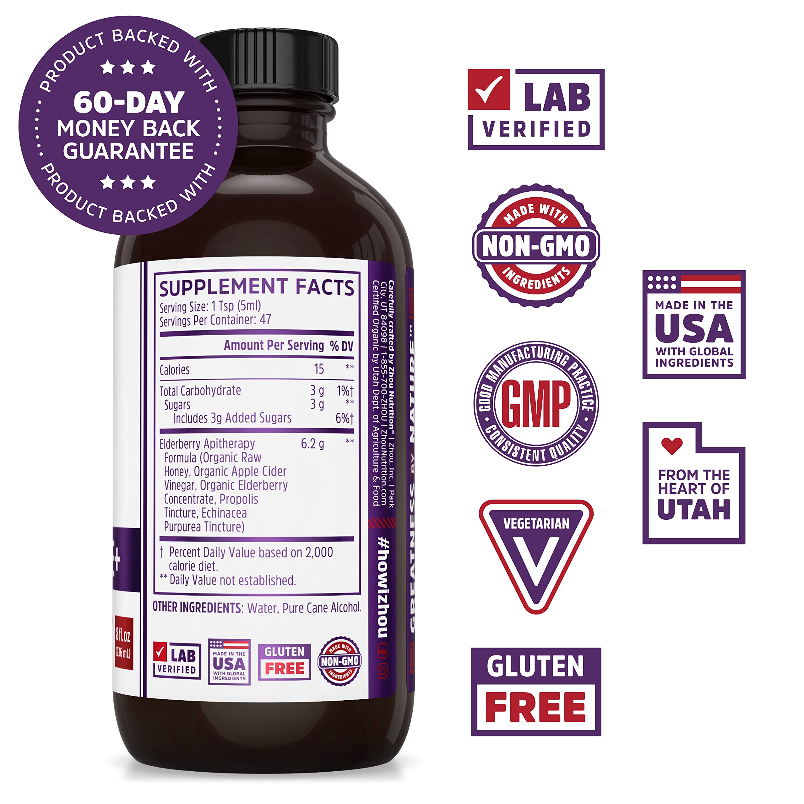 Zhou Nutrition Elderberry Syrup, Immune System Booster with Organic Elderberry Syrup Zhou Nutrition Au supplements
