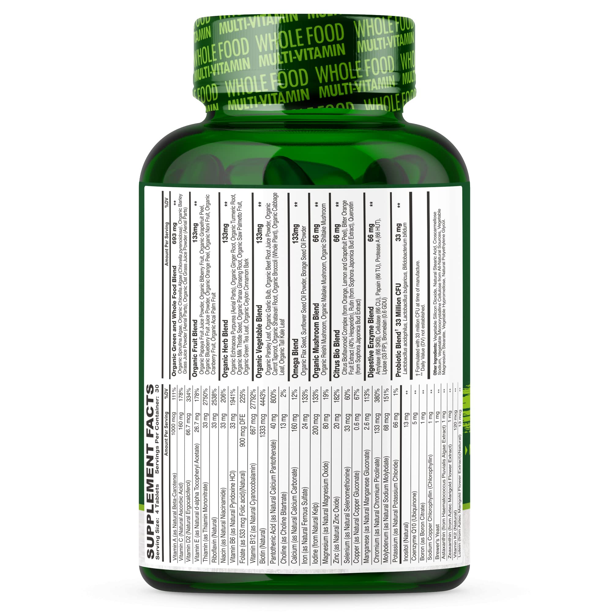 Whole Food Multivitamin for Men - Natural Multi Vitamins, Minerals, Organic Extracts Wholesome Wellness Au supplements