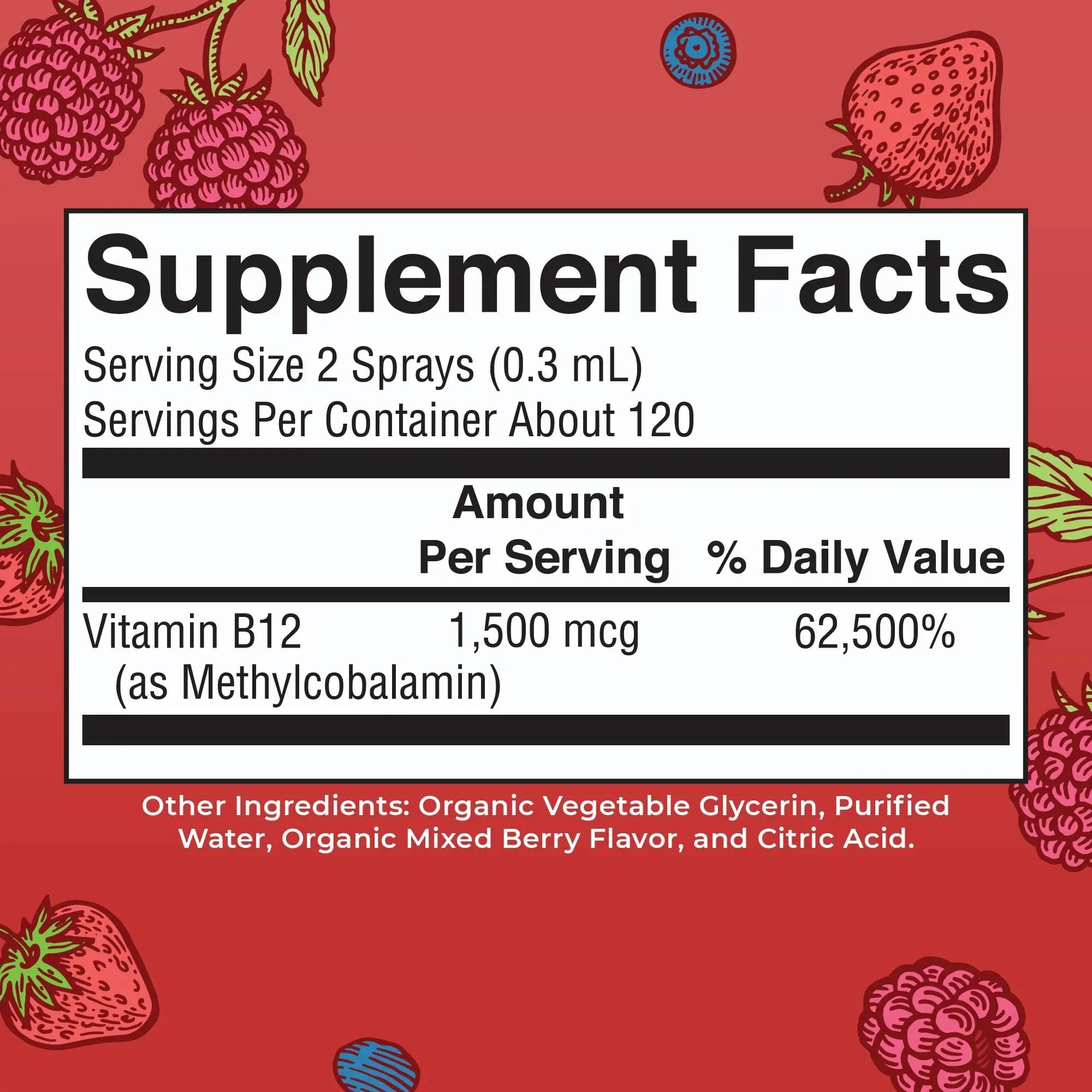 MaryRuth Organics Methyl B12 Spray | 1,500 mcg B12 Per Serving | Methylcobalamin | Energy Metabolism | Nervous System Support | Neuro Health | Vegan | Gluten Free | Sugar Free | 1 Fl Oz MARYRUTH'S Au supplements