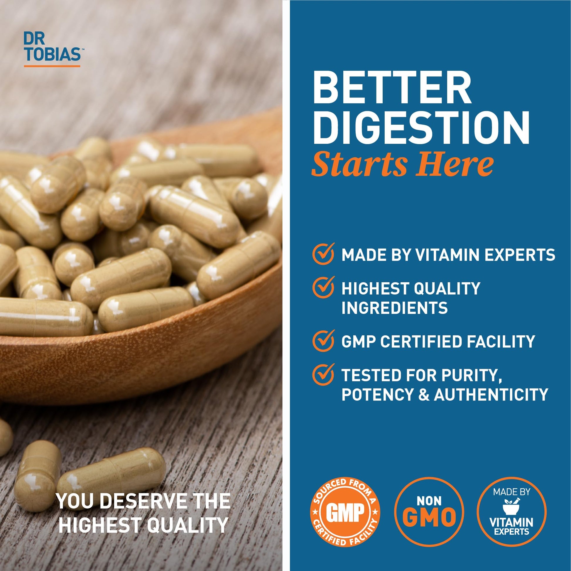 Dr. Tobias Digestive Enzymes with Probiotics, Prebiotics and Postbiotics Bromelain, Amylase, Lipase, for Better Digestion & Immune Function, 60 Capsules, 30 Servings (2 Daily) Dr. Tobias Au supplements
