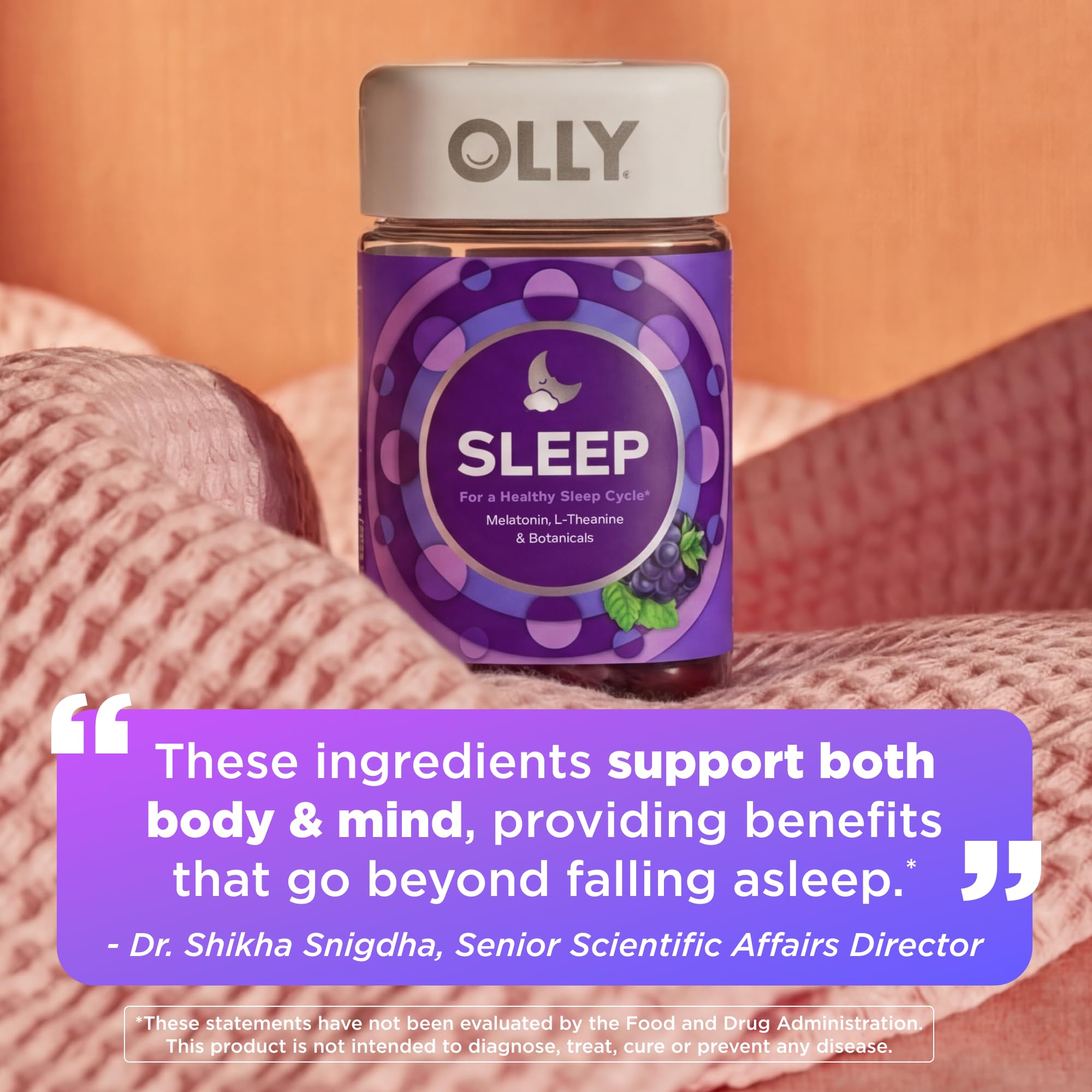 OLLY Sleep Gummy, 3 mg Melatonin, L-Theanine, Chamomile, Lemon Balm, Sleep Aid, Blackberry - 70 Count OLLY Au supplements