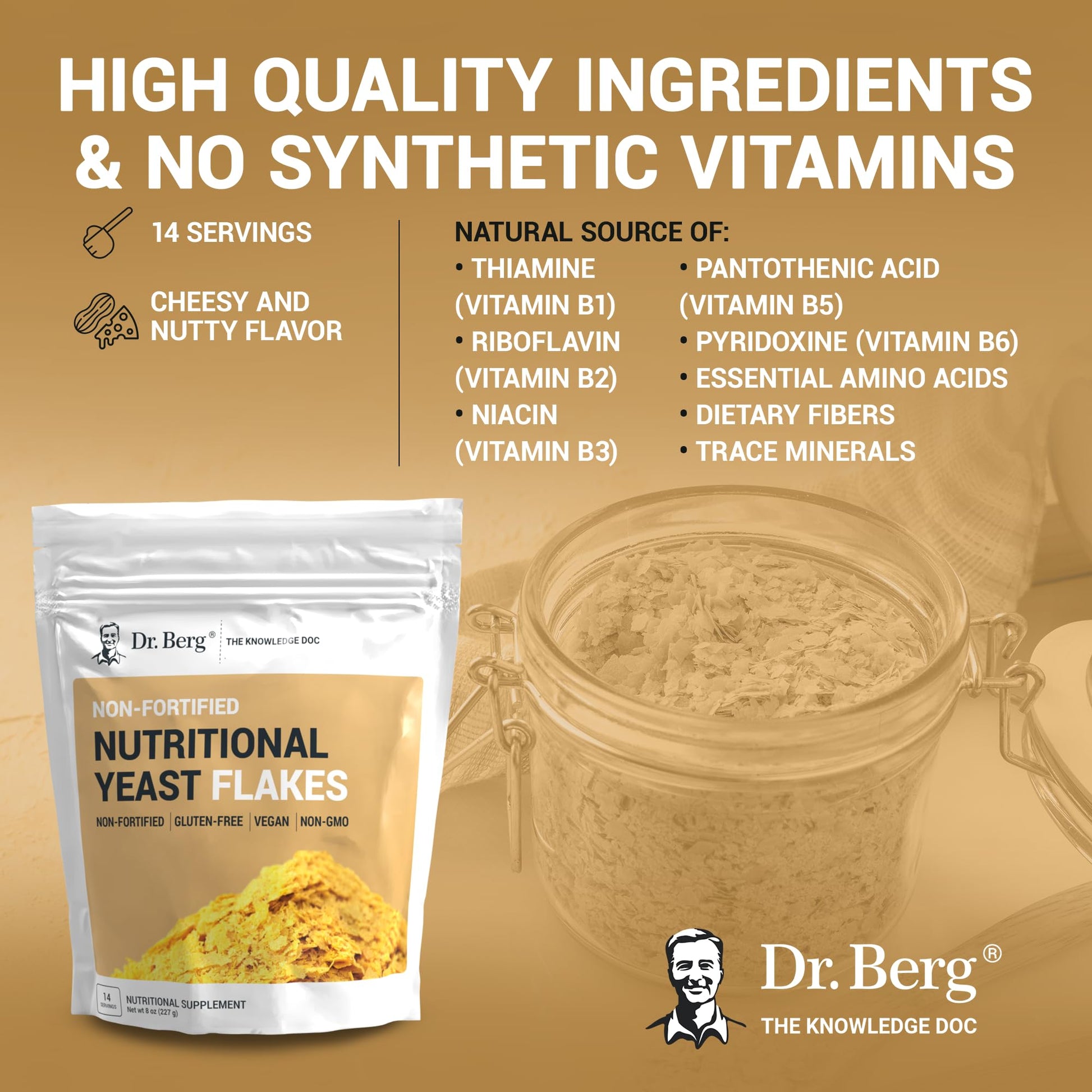 Dr. Berg Premium Nutritional Yeast Flakes - Delicious Non-Fortified Nutritional Yeast Dr. Berg Nutritionals Au supplements