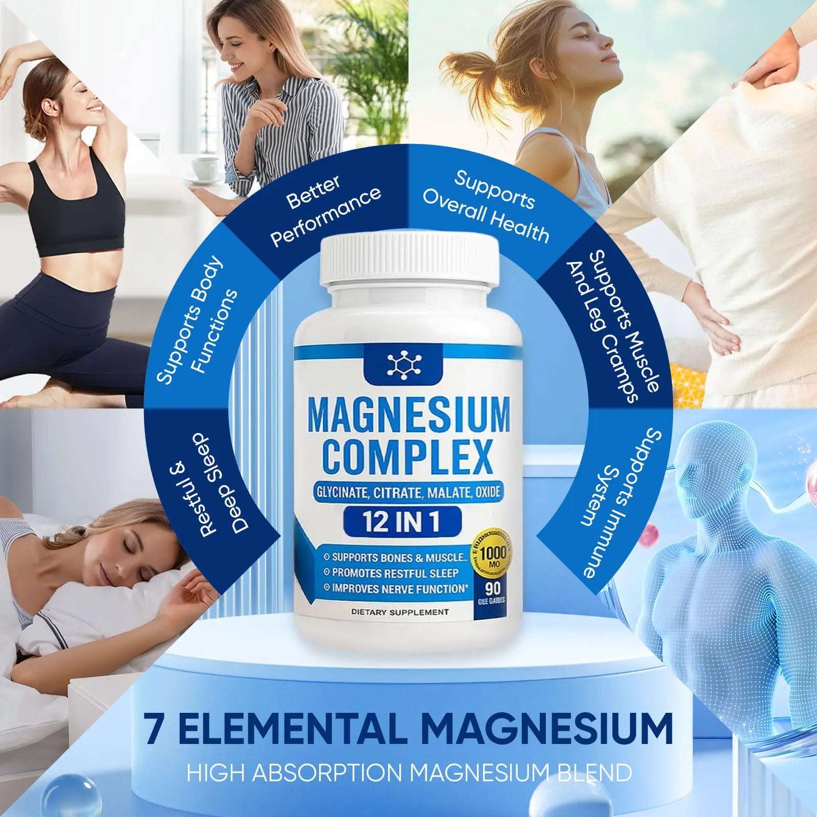 Nutrapure Magnesium Complex 7 Elemental Supplement - Magnesio Complex 1000mg Forms Including Glycinate, Citrate, Malate, Taurate Chelated | Energy Support | Vegan Non-GMO, 90 Capsules (2) WSJAWH Au supplements