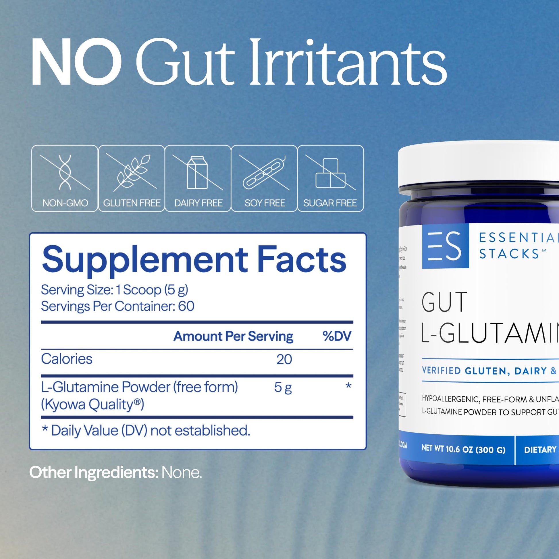 Essential Stacks Gut L-Glutamine Powder - Exclusively Made in USA - Pure L Glutamine Powder for Gut Health (60 Servings, Unflavored) Essential Stacks Au supplements