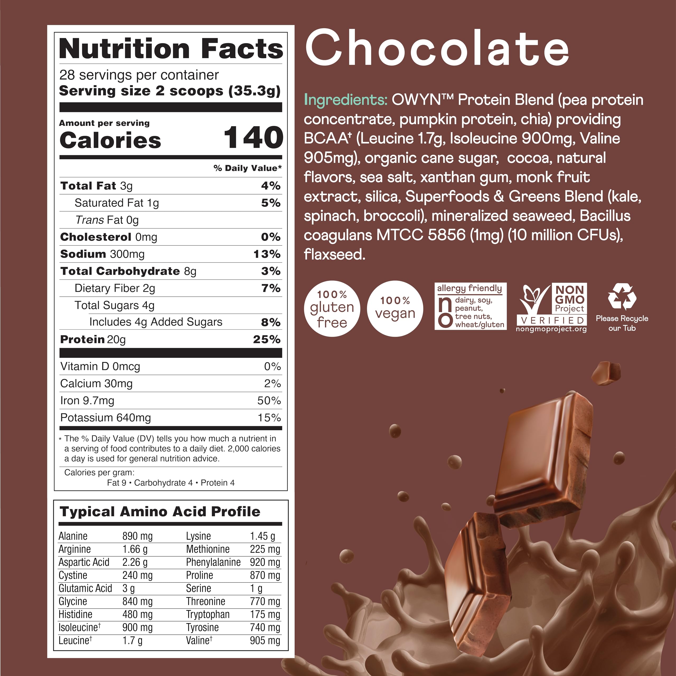 OWYN Only What You Need Vegan Protein Powder, 20g Plant Based Protein, Probiotics OWYN Only What You Need Au supplements