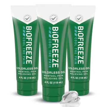 Biofreeze Pain Relief Gel for Knee, Neck, Hip, Joint, Shoulder, & Simple Backache, Arthritis Pain Reliever, Sore Muscle Relief, Colorless Menthol Gel 4 Fl Oz (Pack of 3) Biofreeze Au supplements