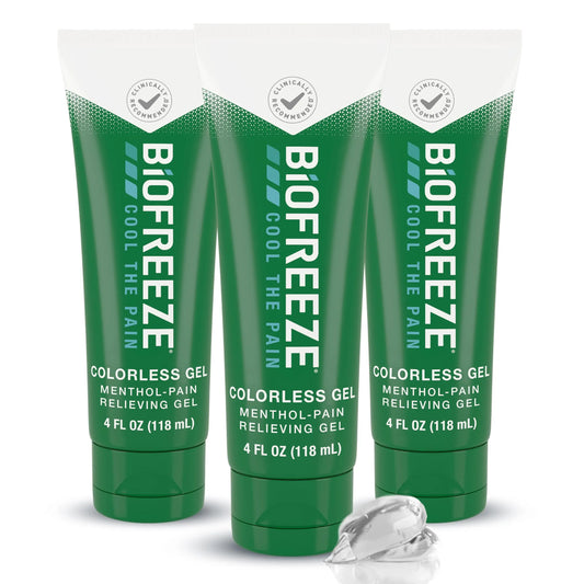 Biofreeze Pain Relief Gel for Knee, Neck, Hip, Joint, Shoulder, & Simple Backache, Arthritis Pain Reliever, Sore Muscle Relief, Colorless Menthol Gel 4 Fl Oz (Pack of 3) BiofreezeAU supplements