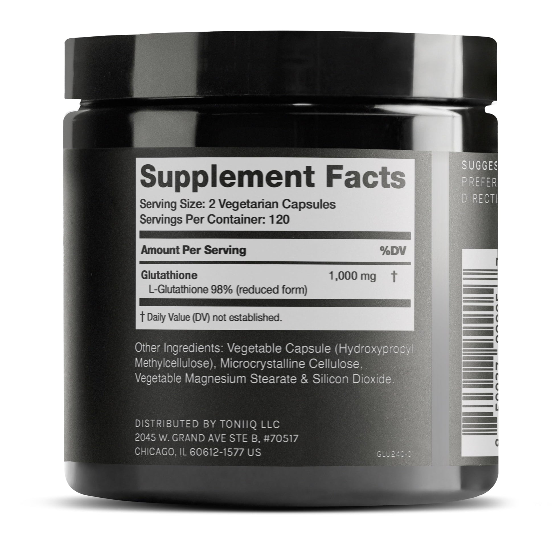 Toniiq Ultra High Strength Glutathione Capsules - 1000mg Concentrated Formula - 98%+ Highly Purified and Bioavailable - Non-GMO Fermentation - 240 Capsules Reduced Glutathione Supplement Toniiq Au supplements