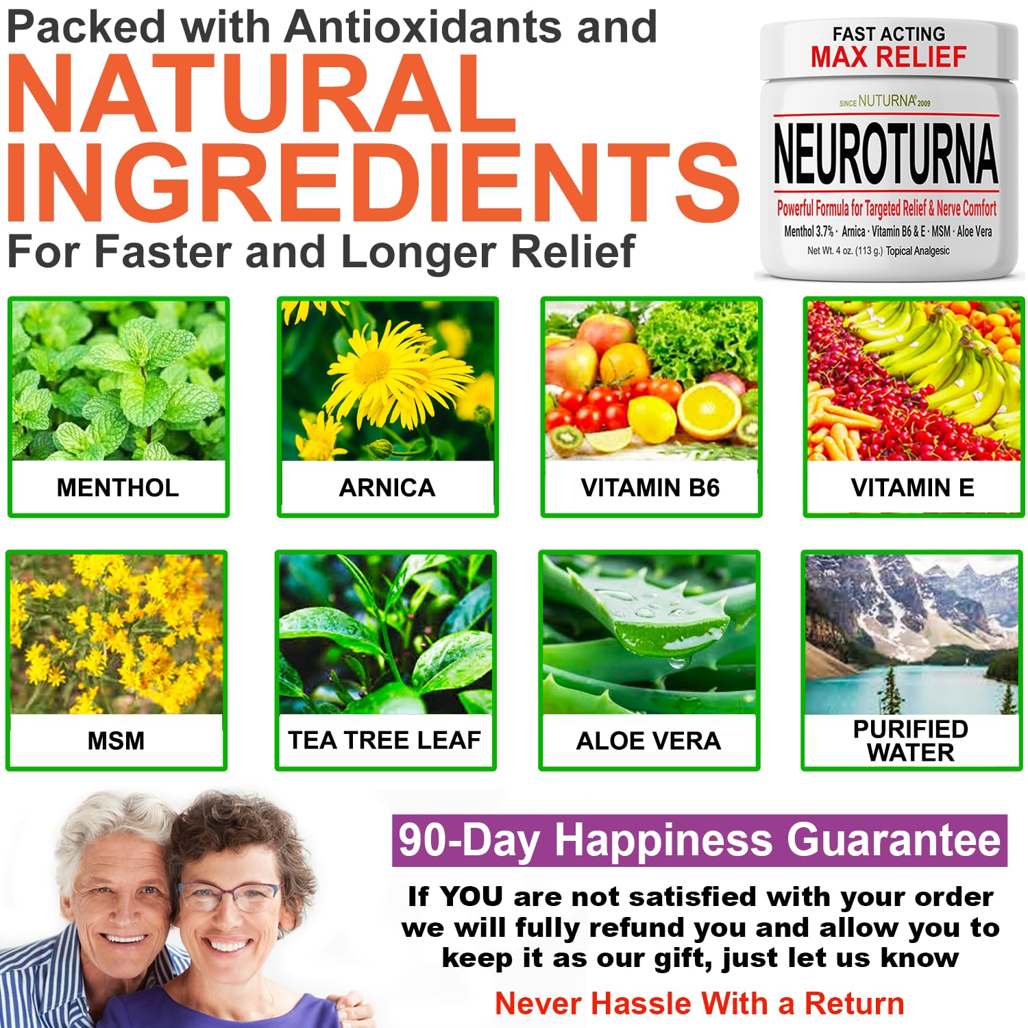 Neuropathy Nerve Cream - Fast Acting for Feet Hands Legs Toes - Ultra Strength Menthol, Arnica, Aloe Vera, MSM, Natural Soothing Nerve Comfort - Extra Large 8 oz Nuturna Au supplements