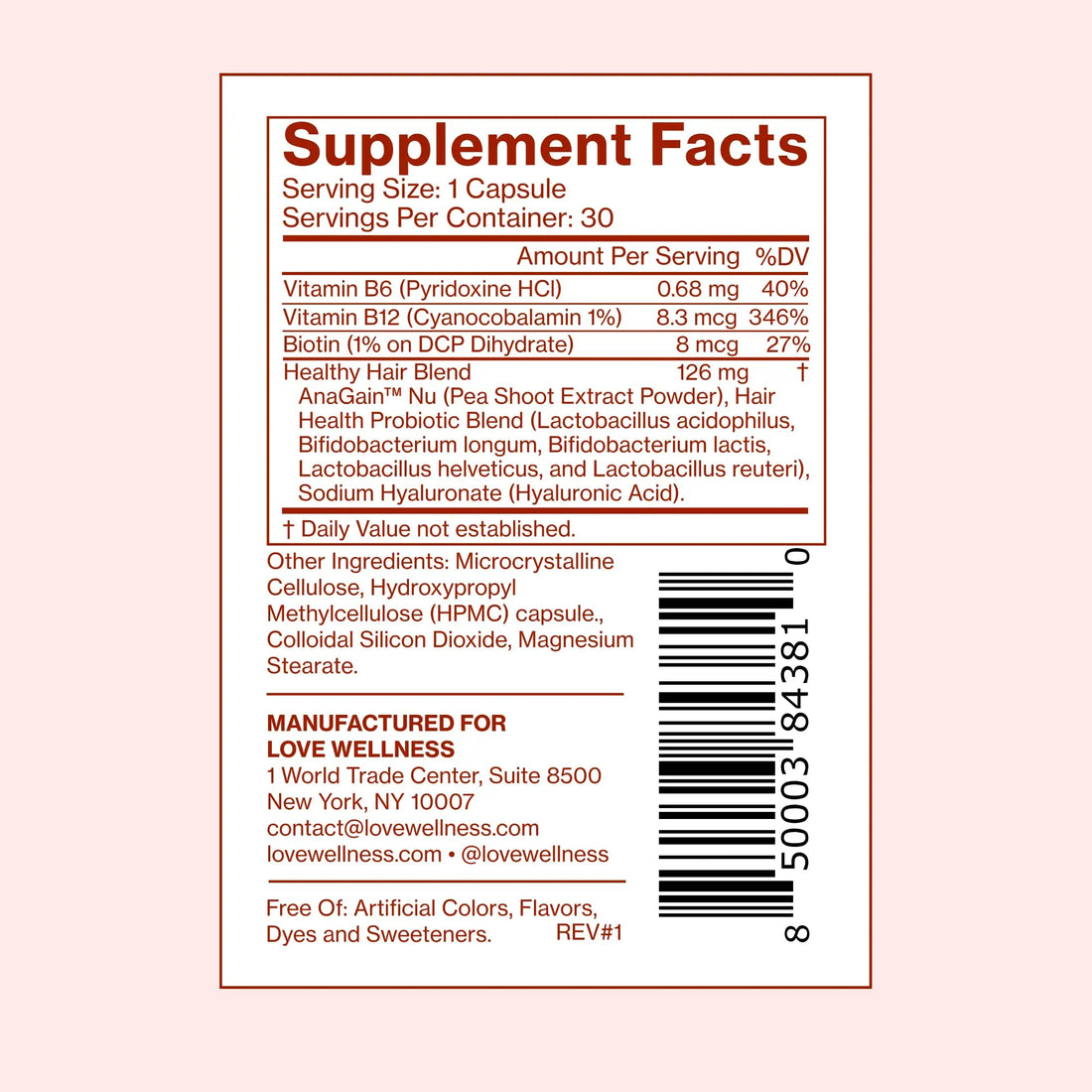 Love Wellness Healthy Hair Probiotics | Support Hair Growth with Biotin and Vitamin B12 & B6 | Supplement for Healthy Scalp & Thicker, Fuller Looking Hair | Safe & Effective | 30 Capsules Love Wellness Au supplements